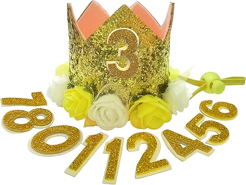 POSAPET Sombrero de corona de cumpleaños para perro, reutilizable, para fiesta de cumpleaños para mascotas, sombreros con corona con purpurina para