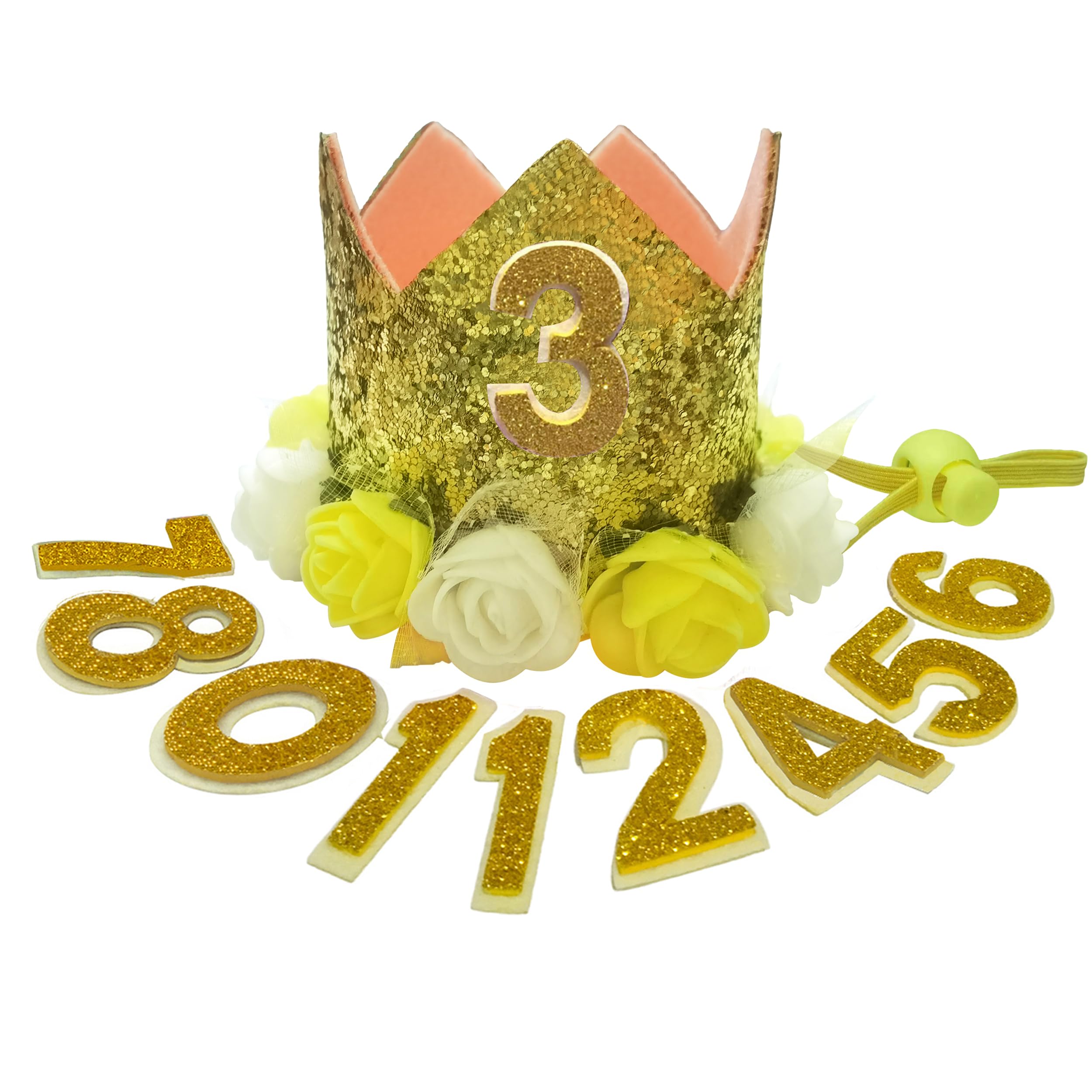 POSAPETCrown Dog Birthday Hat Reusable Doggie Birthday Party Hat for Pets Glitter Crown Hats for Dogs Cats Kitten Headband Hats