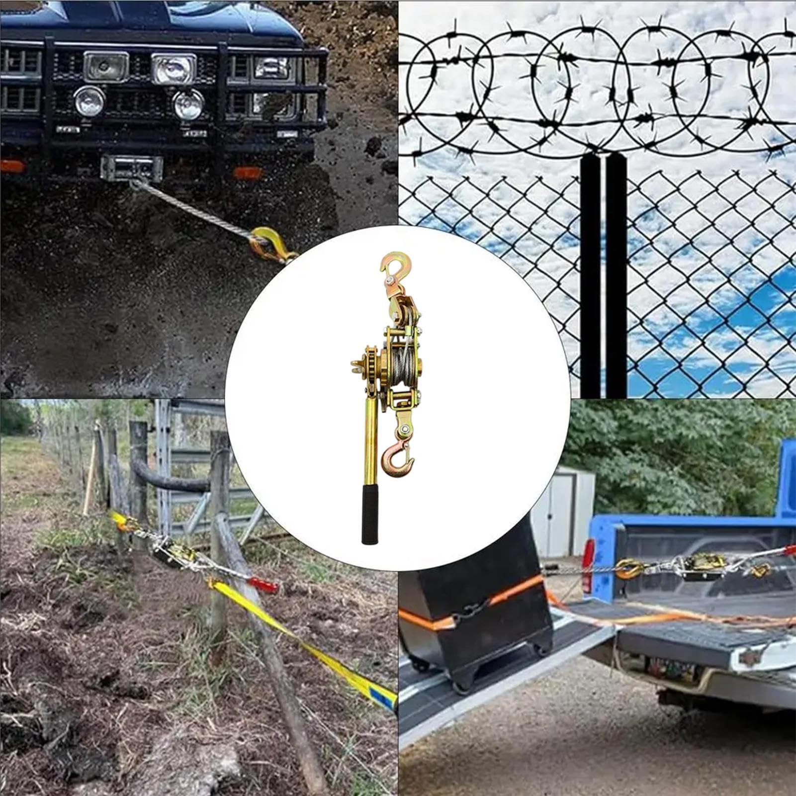 Stringicavo | Utensili manuali in acciaio resistente, sollevamento manuale con morsetto per cavi – per agricoltura giardino recinzione trattore fissaggio ombra cantiere all'aperto fattoria