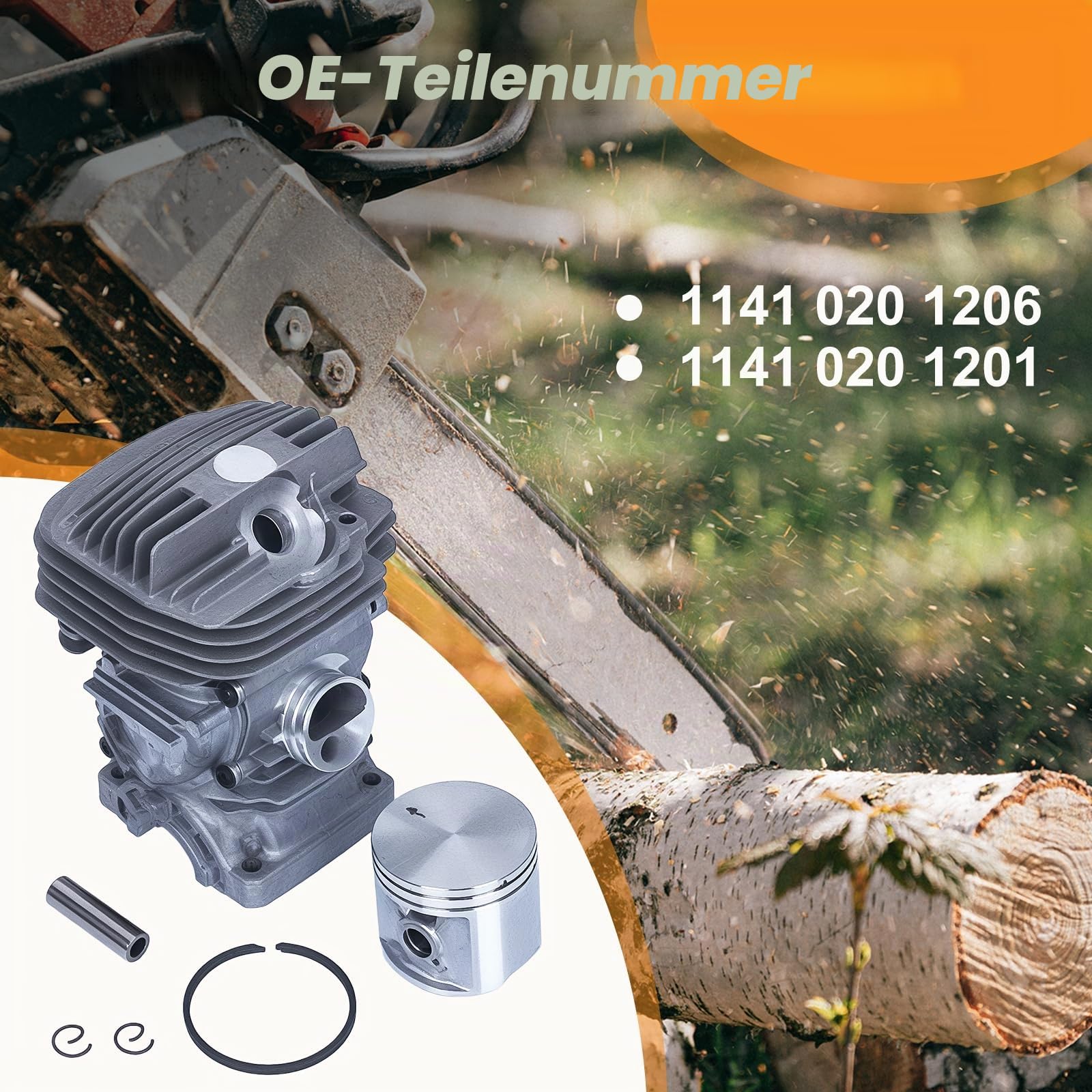 47-mm-Zylinder- und Kolbensatz für Stihl MS291 MS291C MS 291 MS271 MS271C Motorsägenmotor, Big Bore Zylinder-Kolben, ersetzt 1141 020 1206 und 1141 020 1201