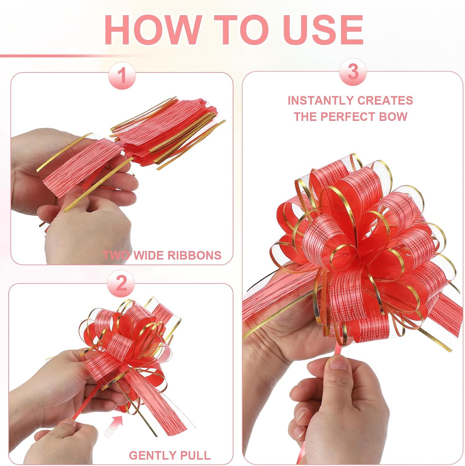 PATIKIL Large Gift Bow 7x6 Inch, 20 Pack Pull Bows for Gift Wrapping Present Wedding Valentine's Day Party Birthday Christmas Basket Decoration, Dark Pink - Image 3