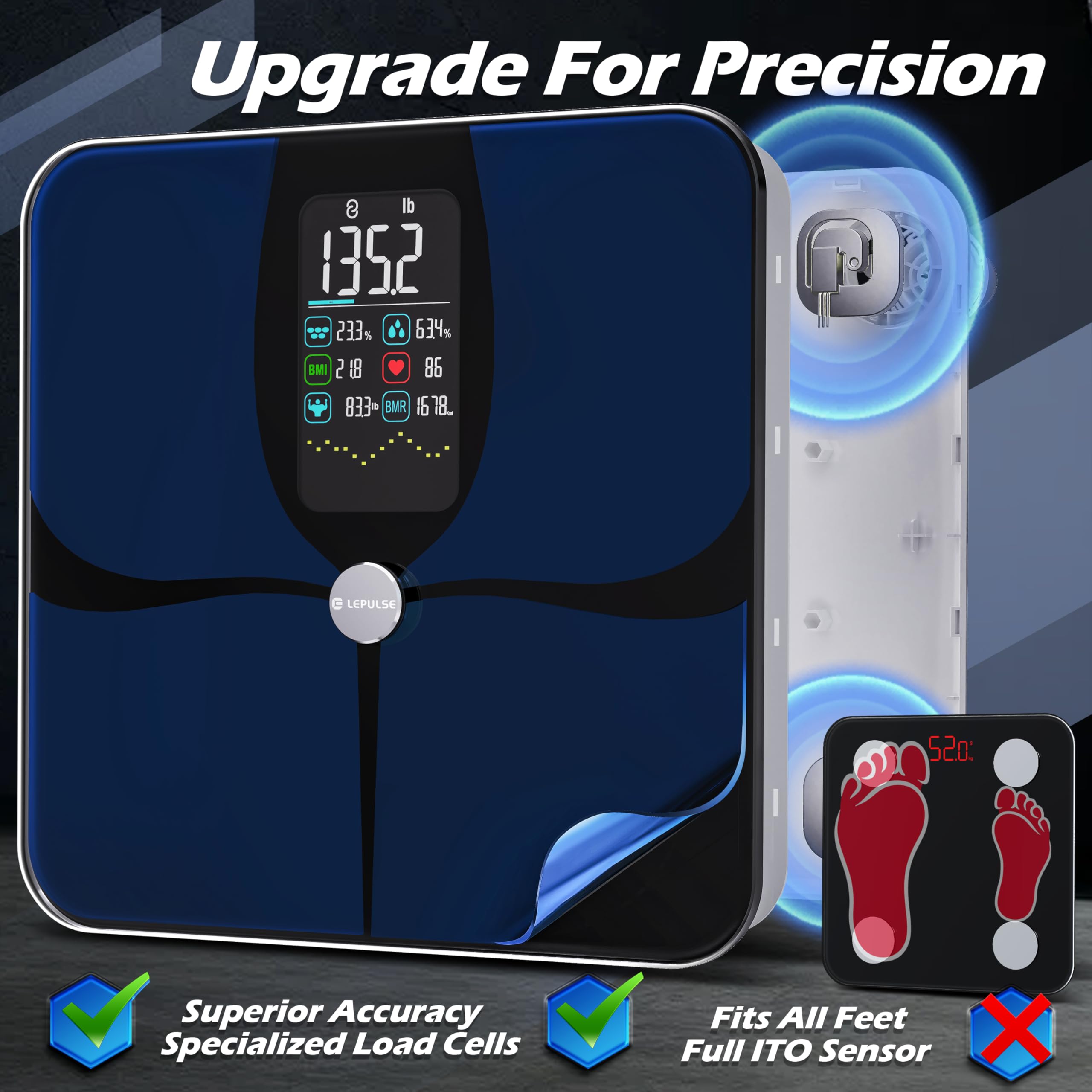 Lepulse Smart Scale for Body Weight Body Fat, Large Display