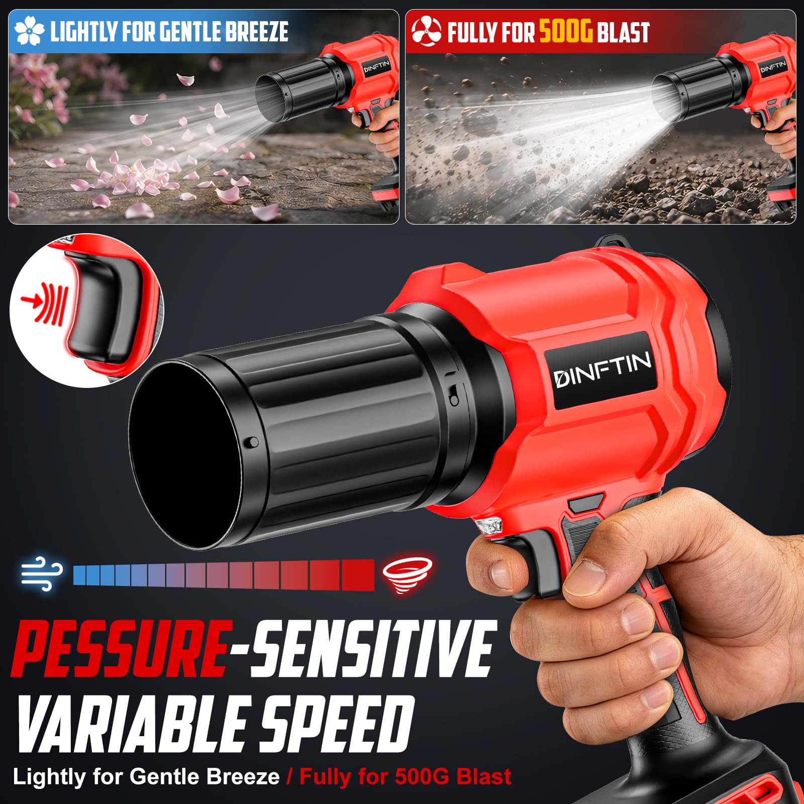 Soffiatore per foglie senza fili, compatibile con batteria Milwaukee da 18 V (senza batteria), mini soffiatore a getto turbo con 2 ugelli, spinta 500 g, 30000 giri/min, ventilatore portatile per patio