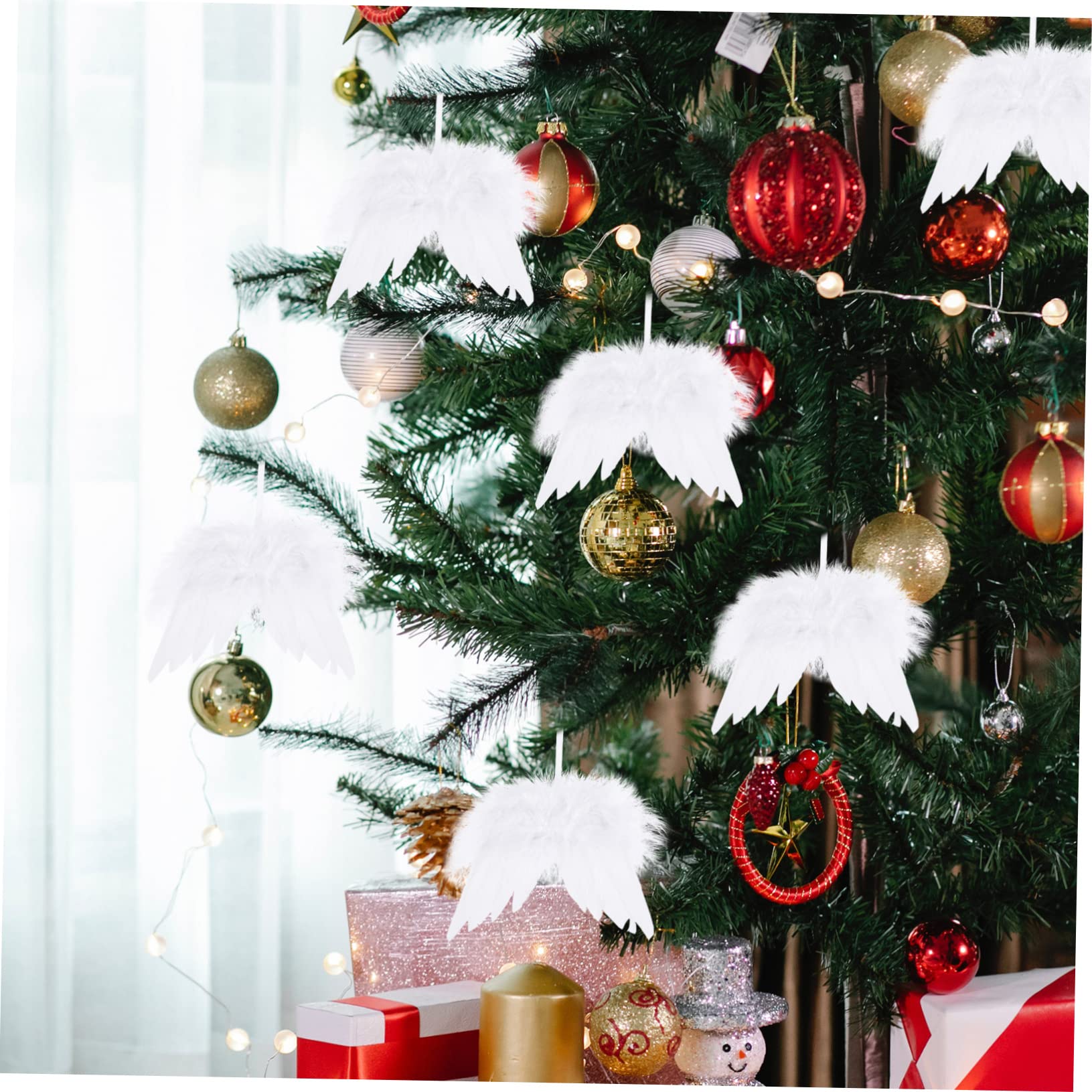 24piezas Colgante Navideño Alas Ángel Decoración Práctica Apariencia Alegre Hogar Jardín