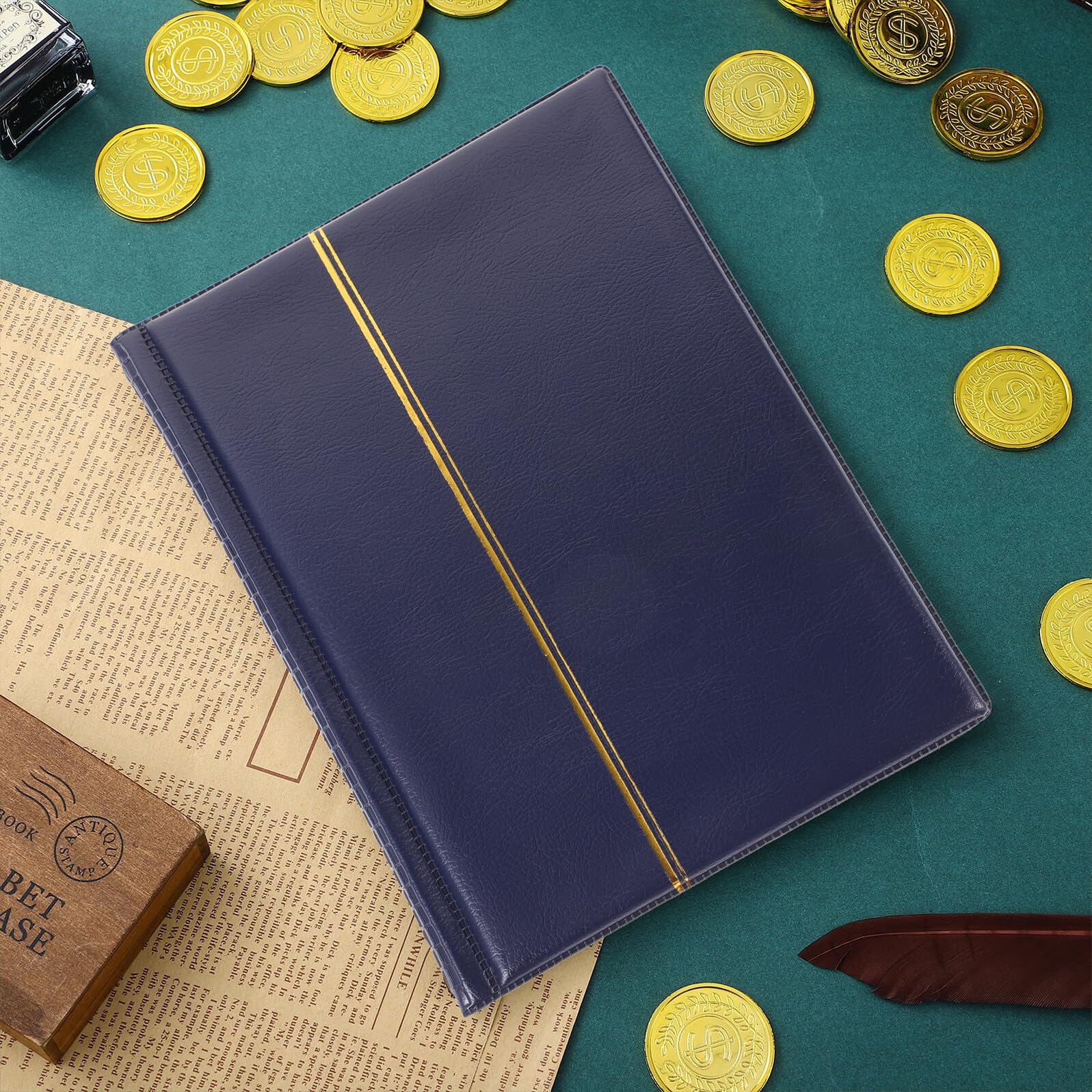 Hemobllo Album per Monete da Collezione in Pu e Organizzatore per Collezione di Monete Libro per Collezionisti Portatile e Robusto per Conservare ed Esporre