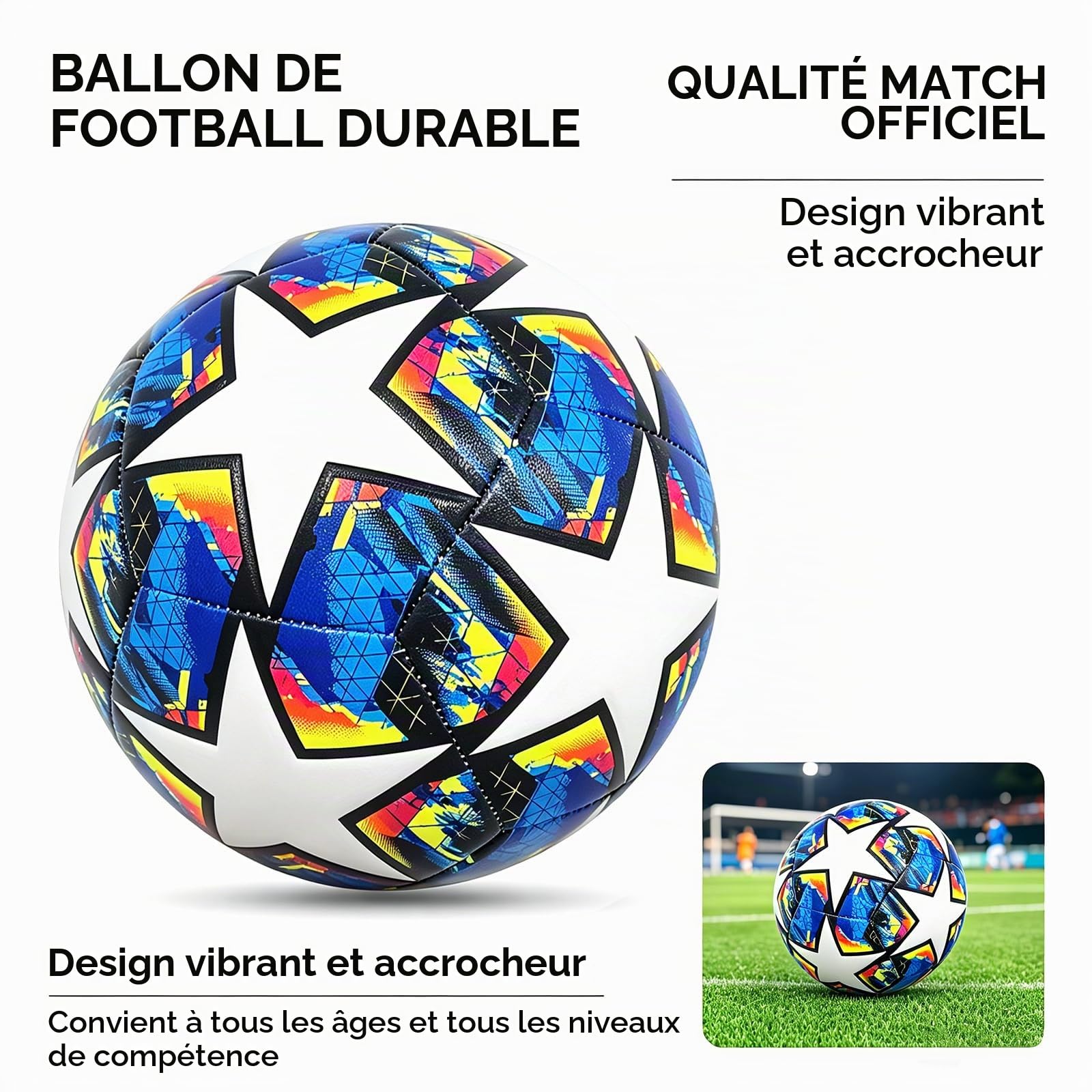BORDEAG Ballon De Foot: Ballon De Football, Ballons Foot Taille 5, Ballon De Football Incurvé avec avec Pompe De Ballon, Aiguilles, Sac en Filet Our Fan De Football, Entraîneur, Papa, Anniversaire