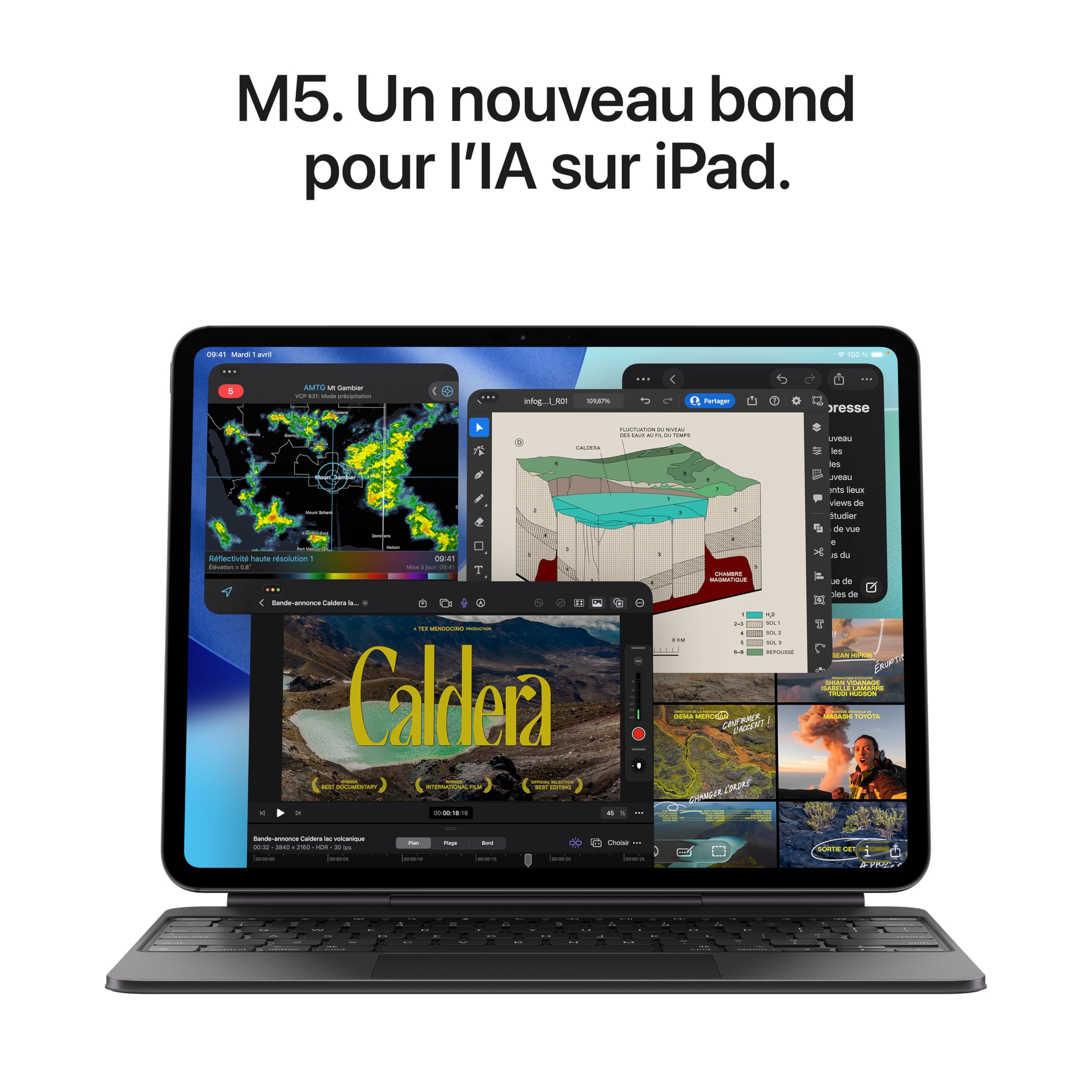 Apple iPad Pro 11 Pouces (M5) : Écran Ultra Retina XDR Verre Standard, 256 Go, Caméra Avant Horizontale 12 MP/Caméra arrière 12 MP, Wi-FI, Autonomie d’Une journée — Noir sidéral