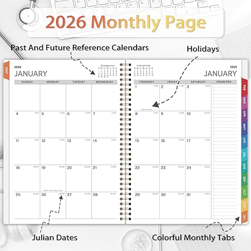 Miniatura 3 de Libro de citas 2024-2025, julio de 2024 a junio de 2025, agenda diaria semanal y mensual, 8 x 10 pulgadas, intervalo de media hora, pestañas,