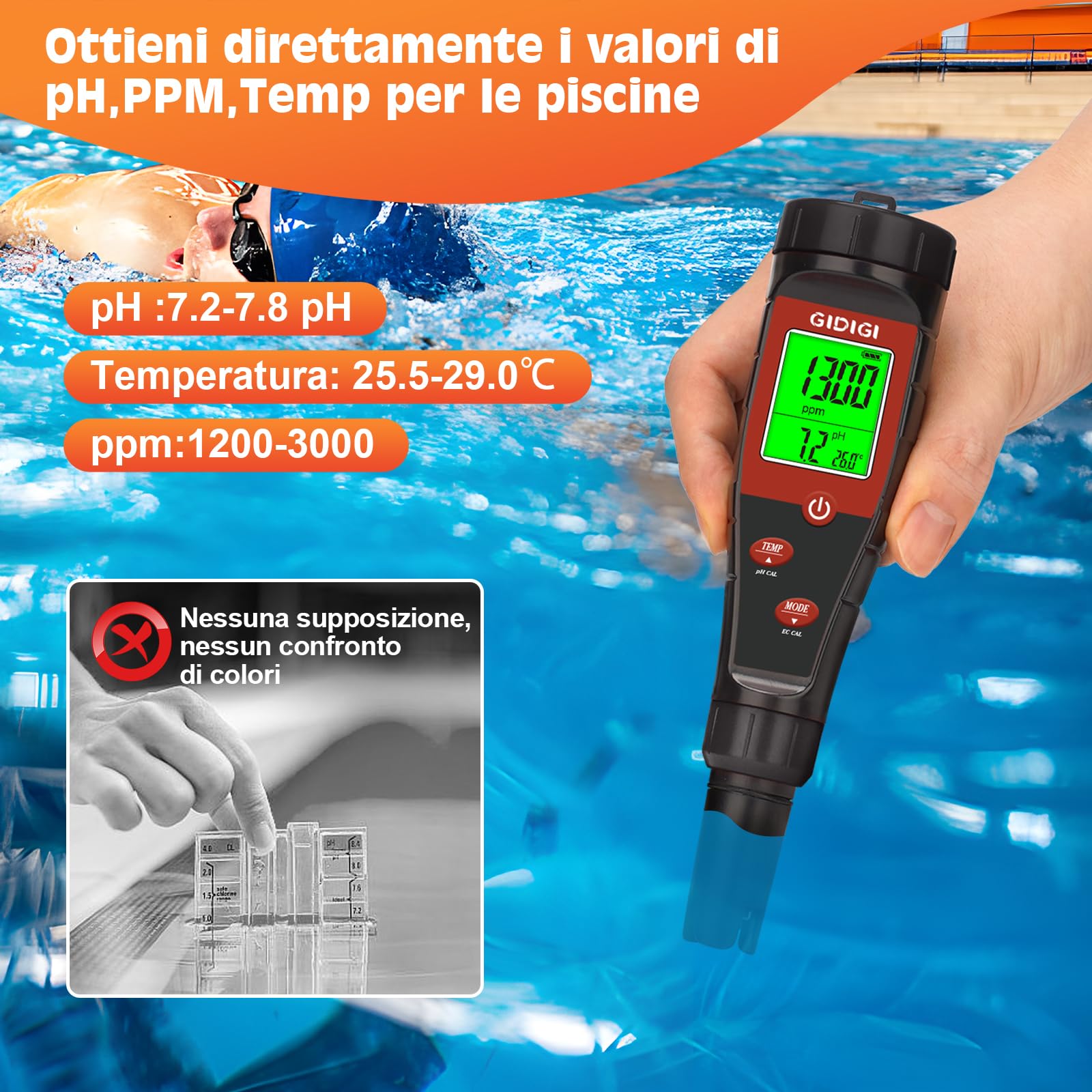 Misuratore di pH digitale per acqua, tester pH 4 in 1 per idroponica, tester TDS EC PPM per nutrienti vegetali, misuratore di conducibilità pH a penna per acqua potabile,DWC,piante da interno