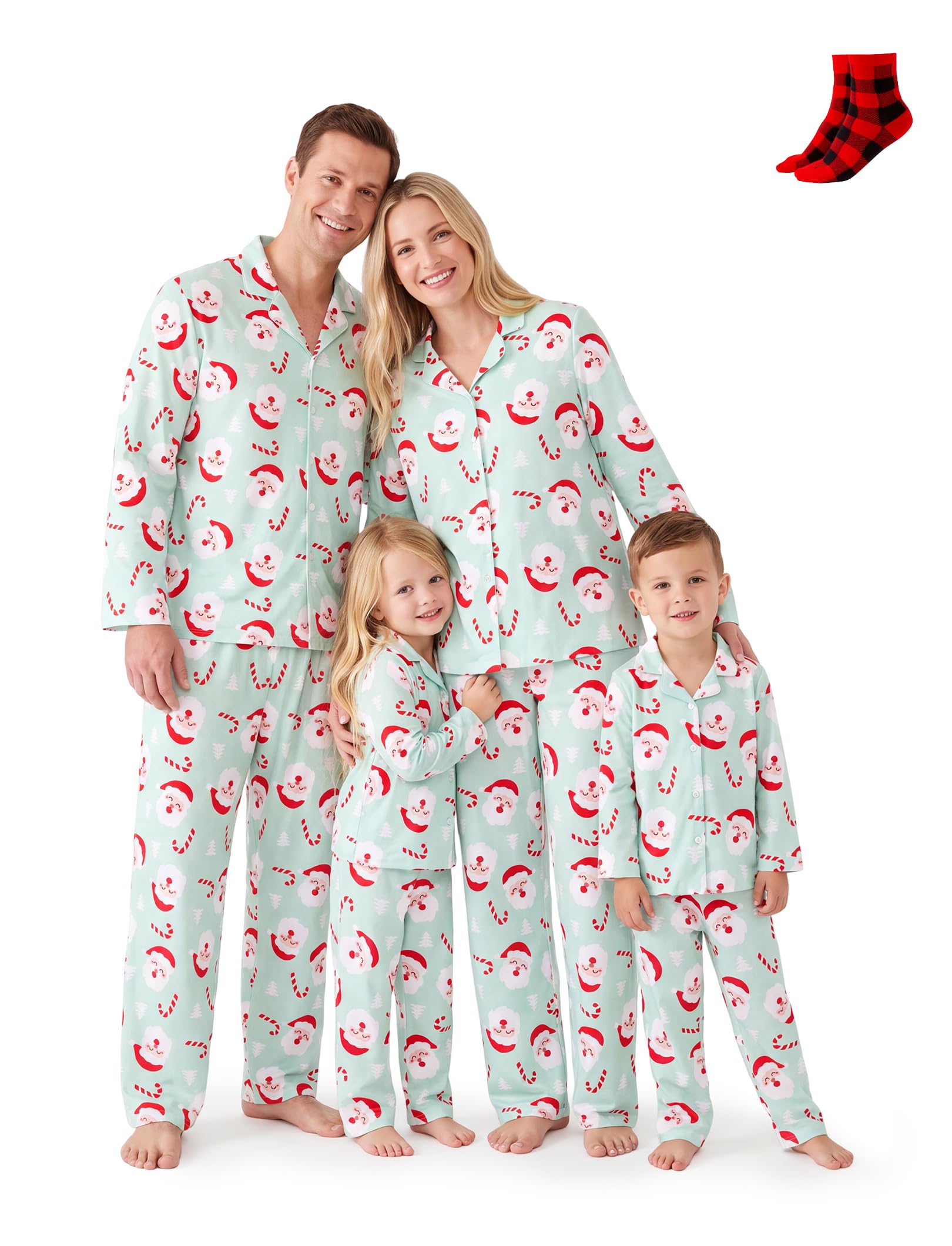 PATPAT Family Matching Christmas Pajamas, Button Down Pjs for Family Christmas Party Long Sleeve Lounge Sets