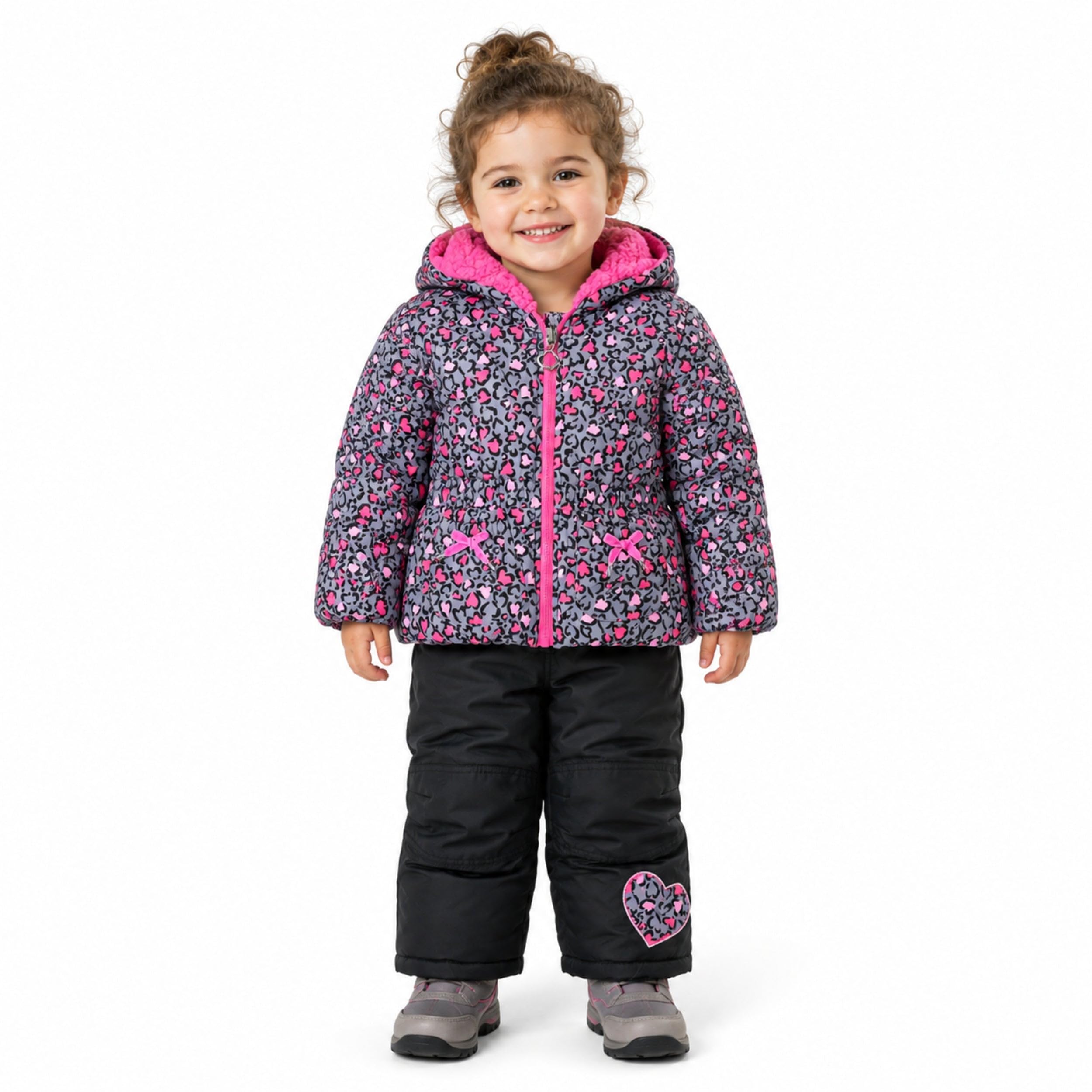 Arctic Quest Girls' Bib Snow Pants and Ski Jacket Water-resistant Snowsuit for Kids Winter Jacket for Girls Hooded