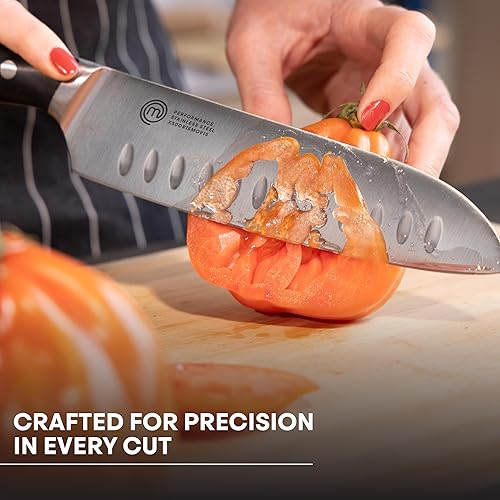 Miniatura 2 de MasterChef Santoku - Cuchillo de cocina de 12 pulgadas con hoja de acero inoxidable de alto carbono y asas triples remachadas, cuchillo de cocina de