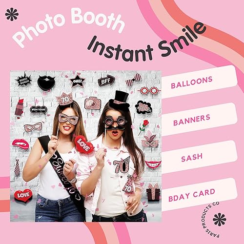 Miniatura 5 de Decoraciones de cumpleaños número 70 para mujer, 1953 70 años, regalos para niña, hija, fiesta de feliz setenta cumpleaños, números de globos,