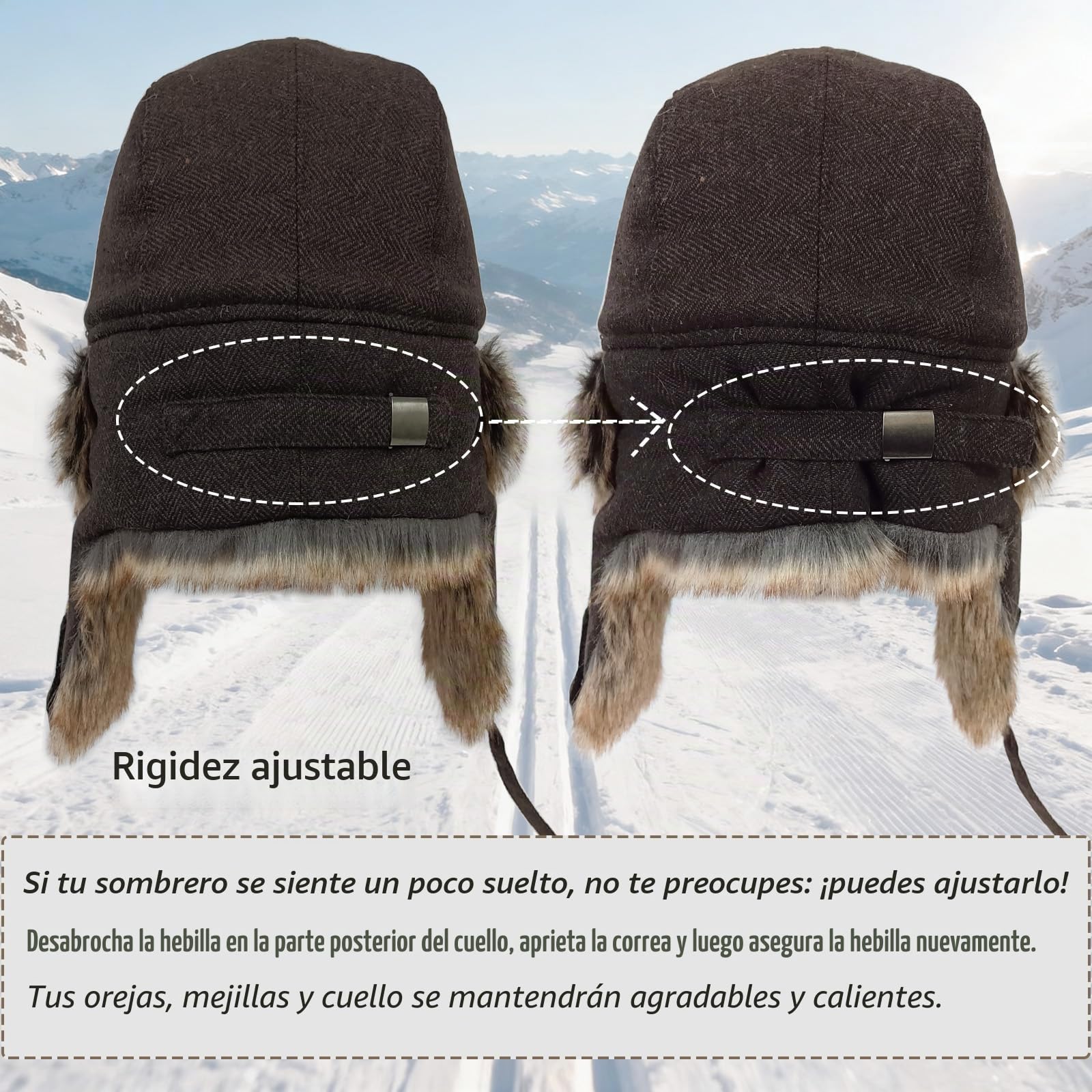 HEYANN Sombrero de invierno de piel sintética, sombrero de piloto de aviador ruso cálido Ushanka para hombre, sombreros de bombardero de invierno para hombres y mujeres con orejeras a prueba de viento