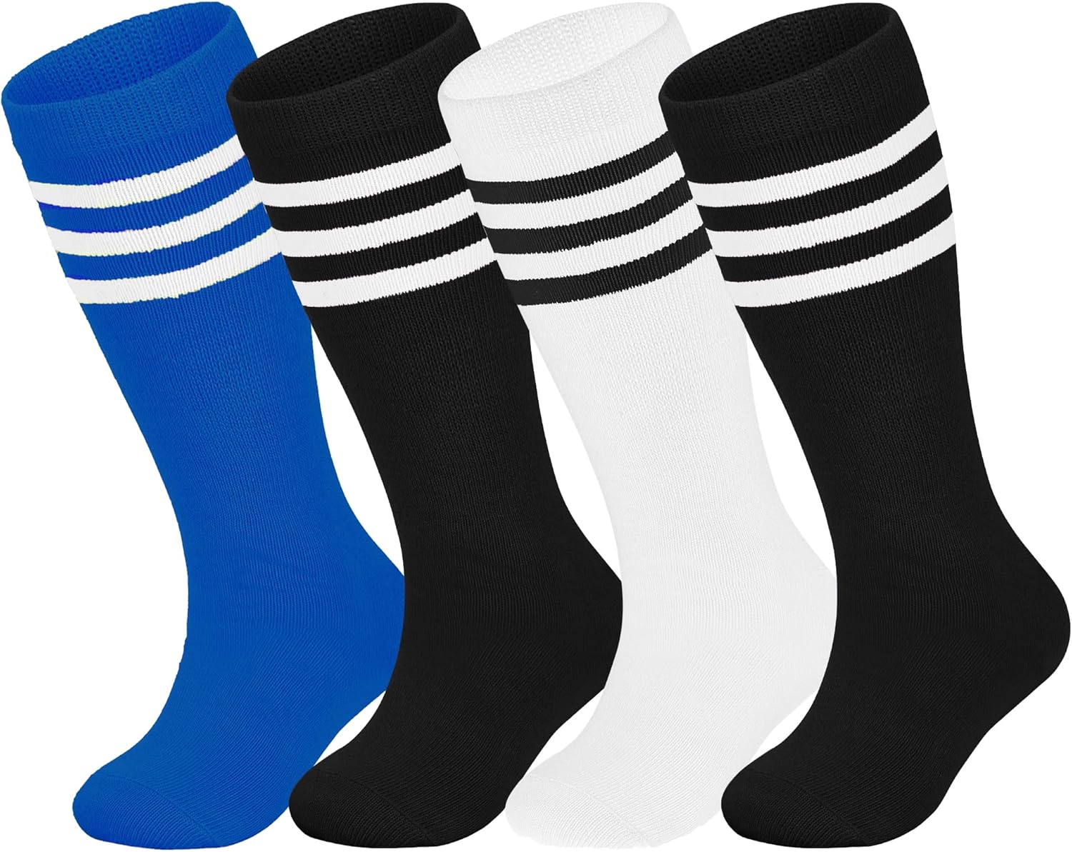 LPMOERA 4 Pairs Toddler Soccer Socks Girls Boys Baseball Softball Sock Football Knee-High Athletic Socks - Image 6