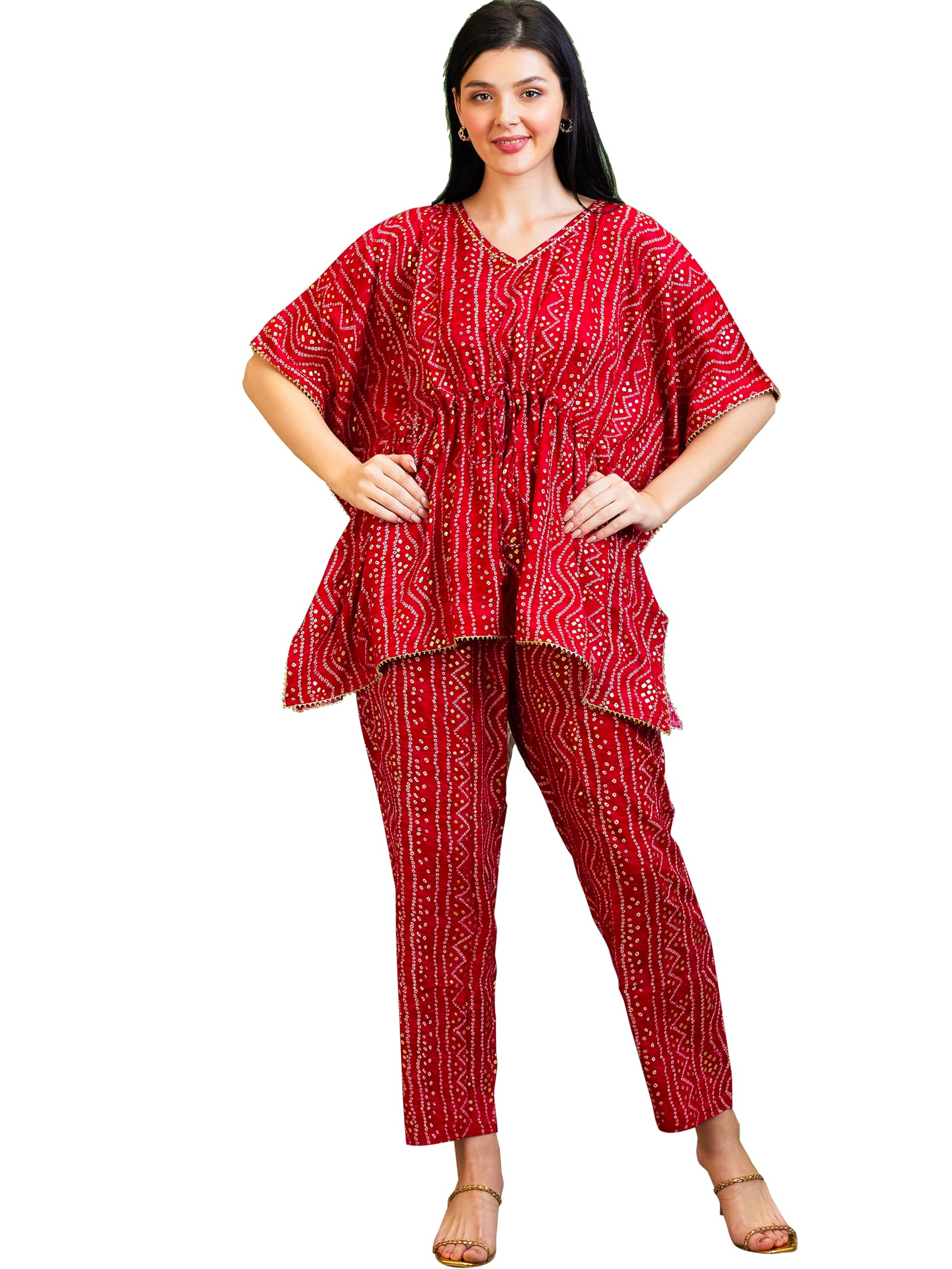 Women Rayon Printed Relaxed Blocked Regular Top & Bottom Tunic Shirt -2518-image-15