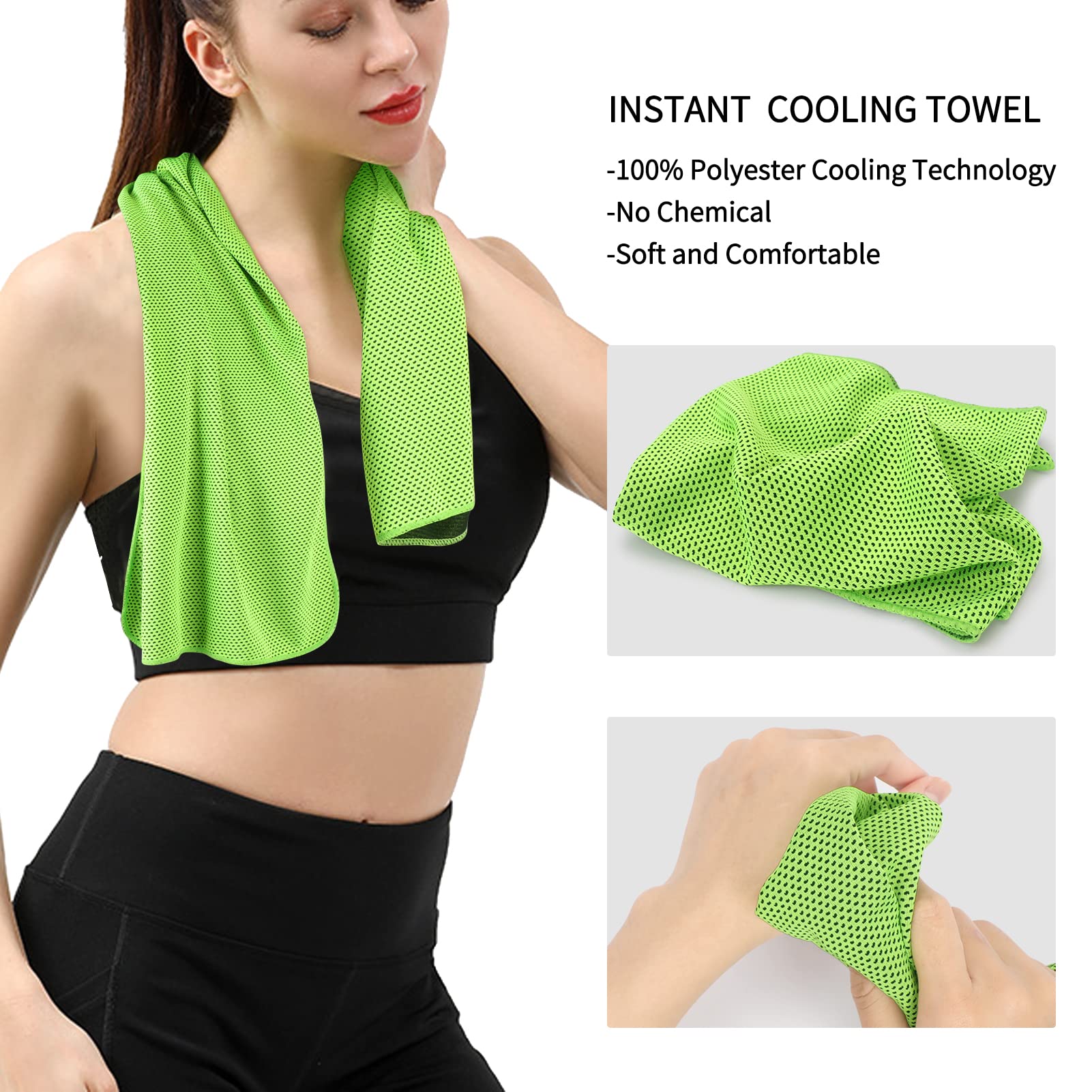 Serviettes Rafraîchissantes En Microfibre - Lot De 3 Avec Manches En Silicone, Pour Sport, Fitness, Yoga, Voyage - 6