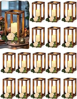 32 Pcs/16 Set Wooden Wedding Lantern Centerpiece Include Farmhouse Candl...