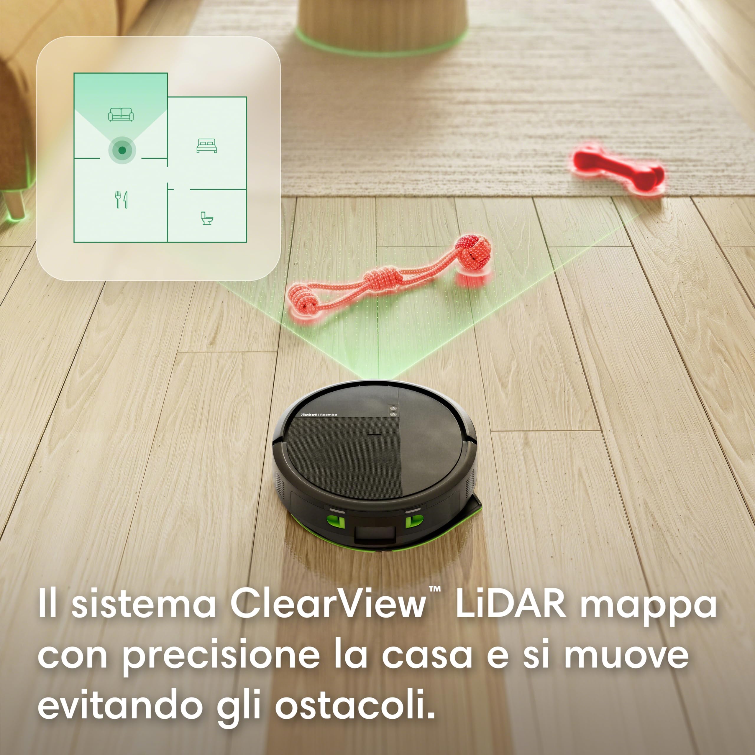 iRobot Roomba® 115 Combo Robot Aspirapolvere Lavapavimenti con AutoEmpty™ Dock, 15.000 Pa, SmartScrub™, Mappatura ClearView™ LiDAR, Aspirazione e Lavaggio 2 in 1, Nero