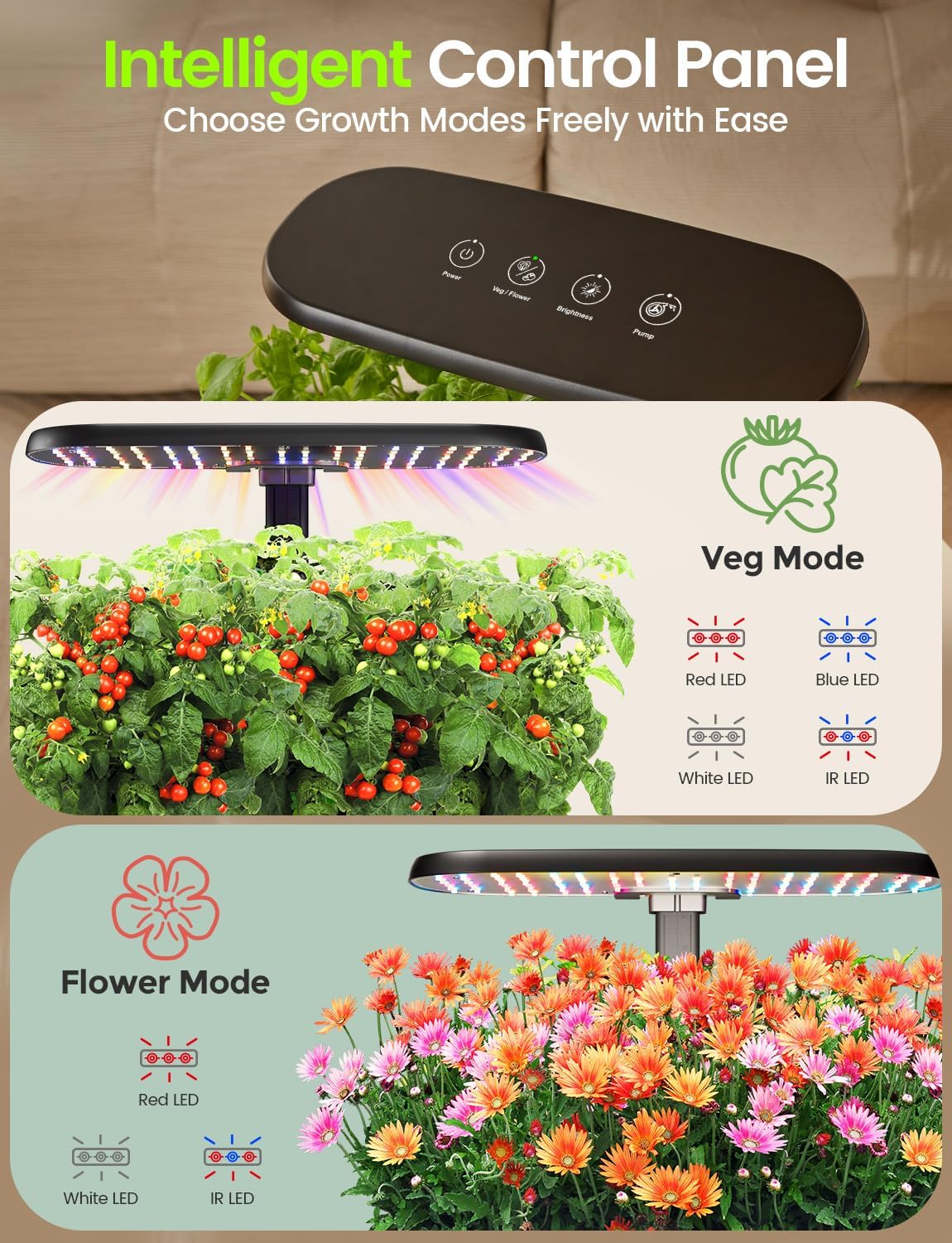 LETPOT Hydroponics Growing System, 12 Pods Indoor Herb Garden Kit with 24W LED Grow Light, 5.5L Water Tank & 16" Adjustable Height, Smart Indoor Gardening System for Kitchen, Home & Gift