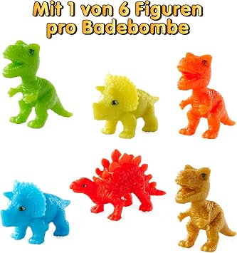 Simba Baff Bombz Dino Surprise - Set of 6 Glibbi Bath Bombs with Surprise Random Selection of 3 Colours & 1 of 6 Dinosaur Figures 100 g for Children from 3 Years