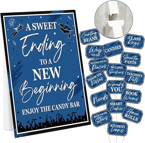 Juego de 34 etiquetas para bufé de dulces de graduación, juego de letreros de mesa de bufé, letreros de comida para fiestas, bufé, fiestas,