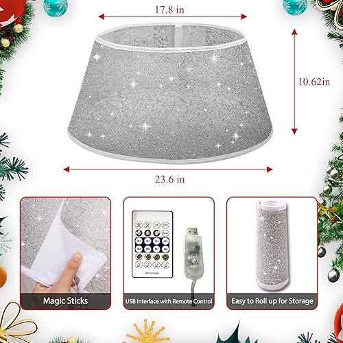 Miniatura 4 de ATTGREAT Collar de árbol de Navidad, anillo de árbol de Navidad de 24 pulgadas, collares de base de árbol de Navidad iluminados brillantes con 17