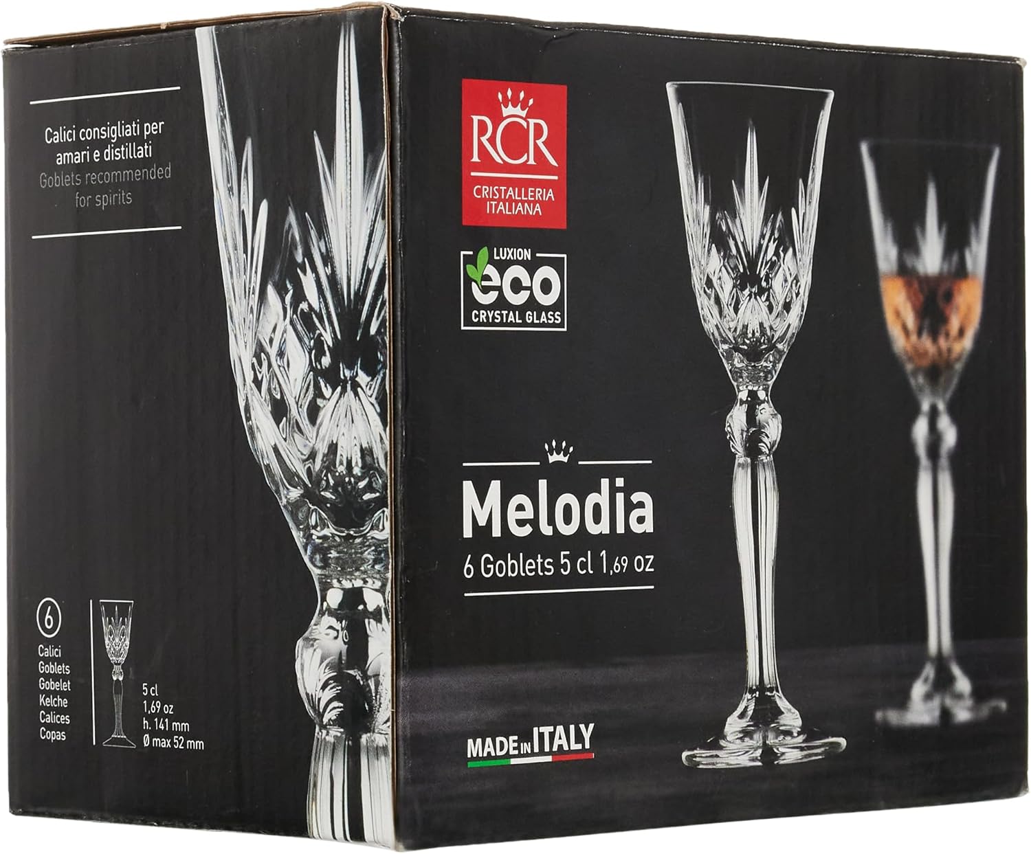 Lorren Home Trends Crystal Melodia Collection Liquor Glass Set (Pack of 6) - Image 5