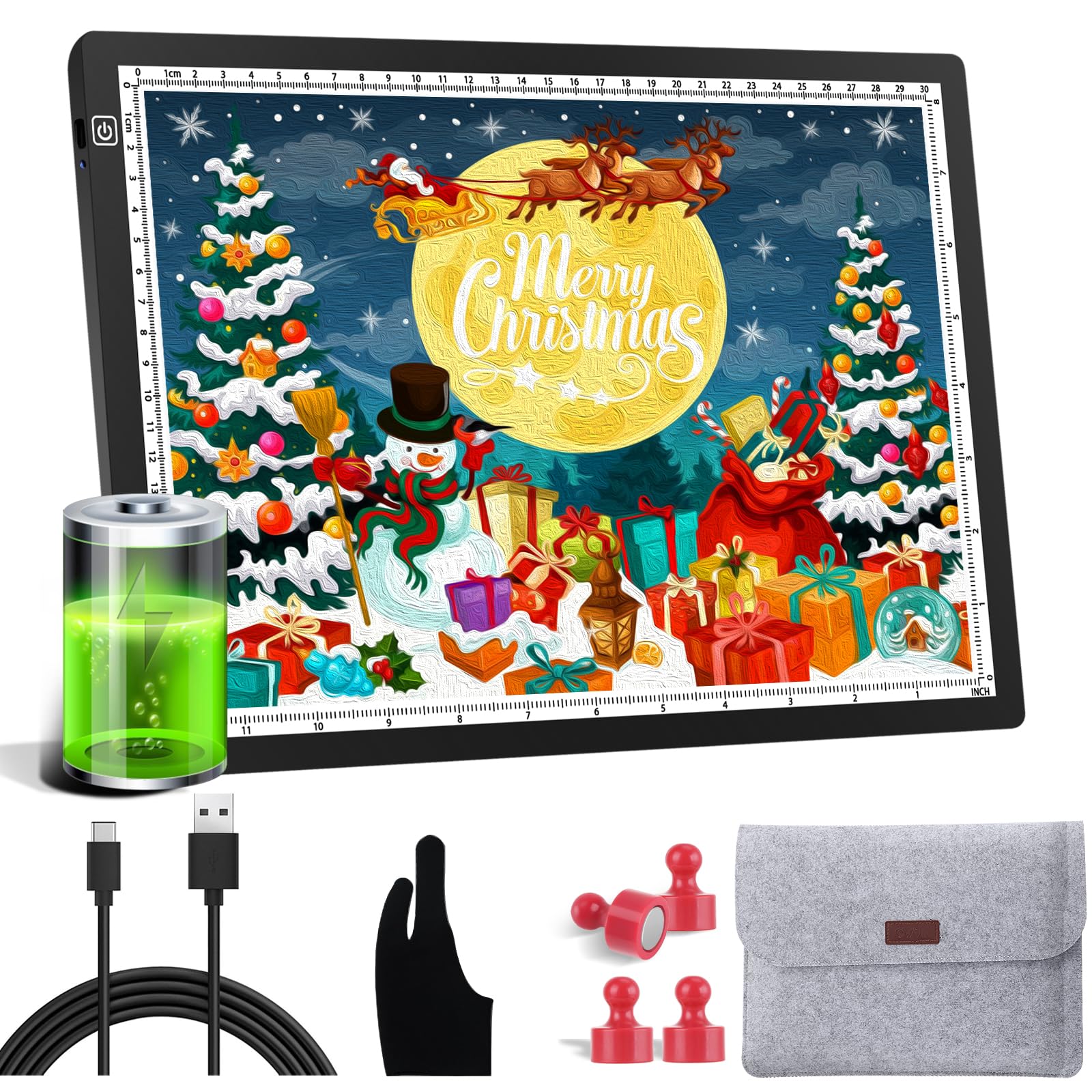 Light Box Drawing,A4 Tracing Board Battery Powered Light Box Pad, Ultra-Thin Portable LED with Brightness Adjustable for Artists, Animation Drawing,Sketching,Animation,X-ray Viewing