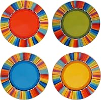 Certified International Sierra 11-Inch Dinner Plates Set of 4 - Vibrant Multicolor Fiesta Ceramic Tableware, Dishwasher & Microwave Safe