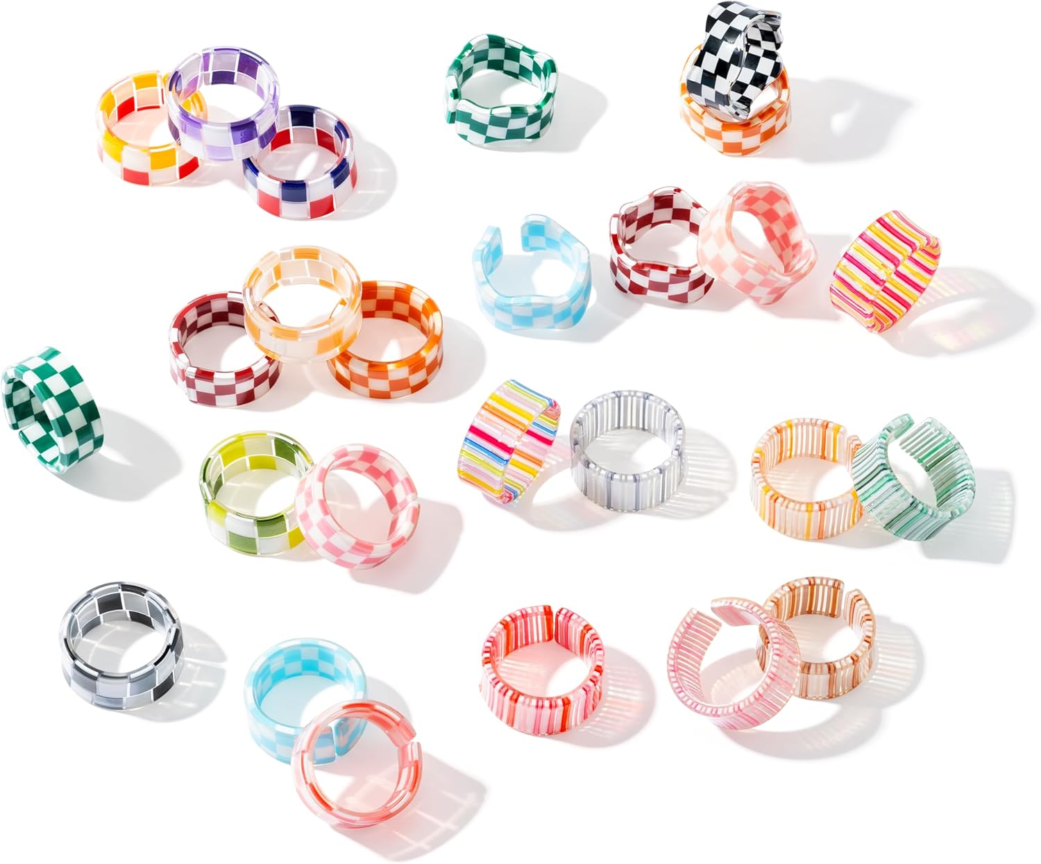 26pcs colorful resin stackable rings for women gift