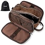Elviros Travel Toiletry Bag for Men, Shaving Dopp Kit Water-resistant Bathroom Small Toiletries Organizer PU Leather Cosmetic Bags