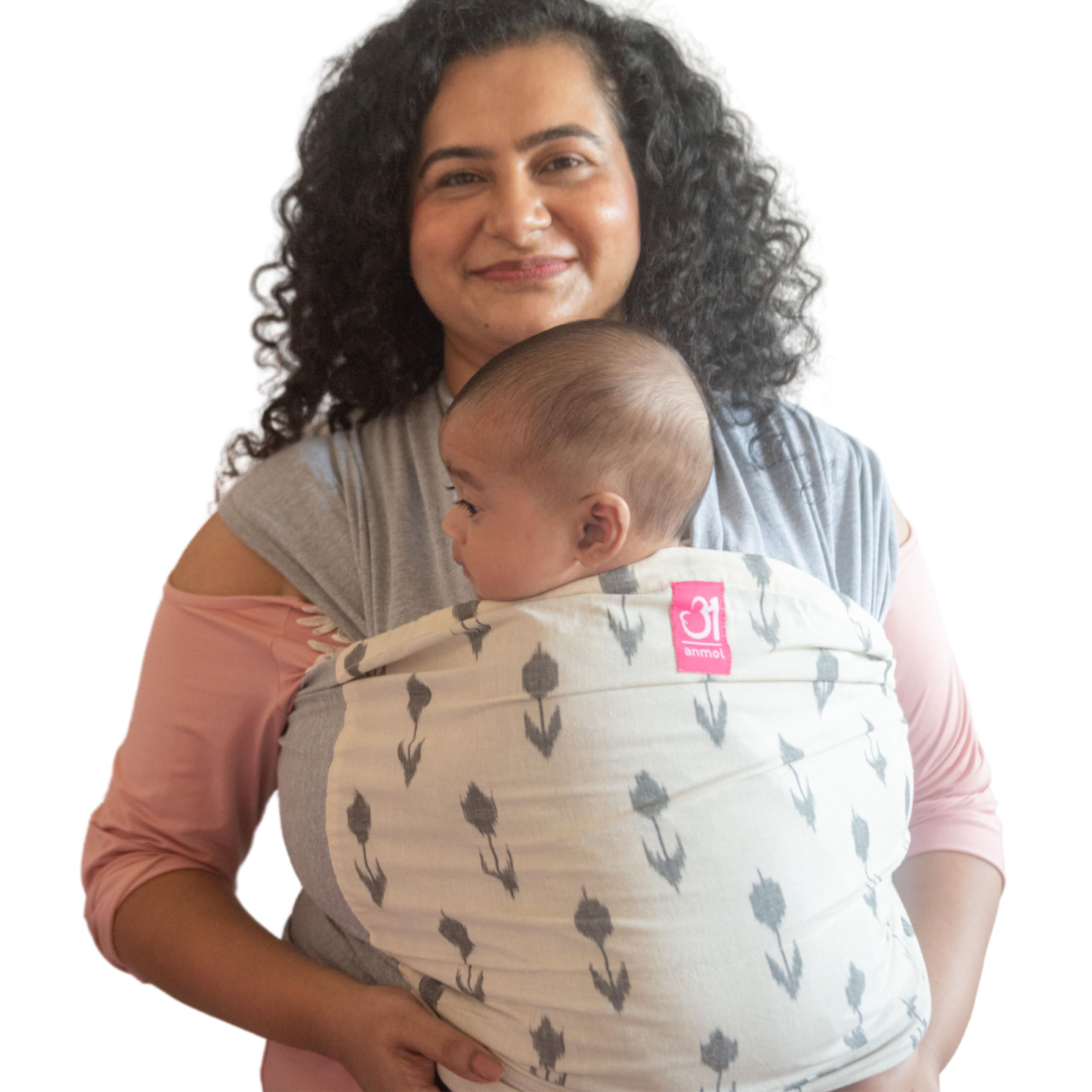 A anmol Baby Carrier Ergonomic Hybrid Wrap - 100% Cotton, Hands Free Carrier with Ergonomic M Position for Hiking Shopping Travelling Newborn to Toddler - 0 Day to 24 Months (Tulip Grey)-image-45