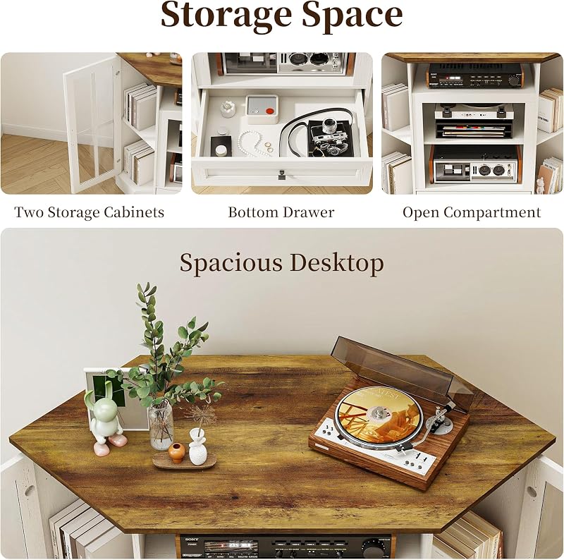Corner TV Stand with Storage for 43 Inch TVs, TV Stands for Living Room image 3