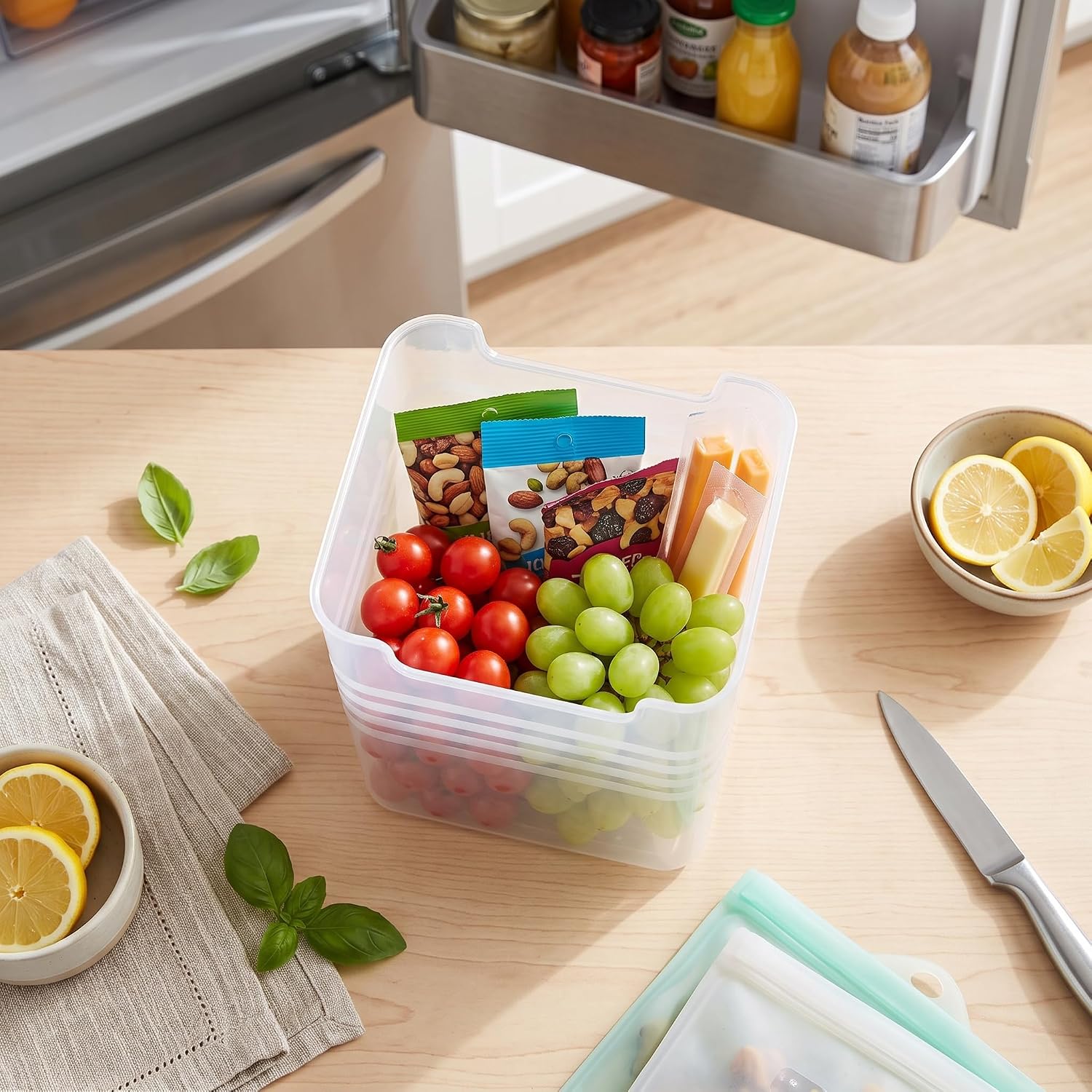 Generic Refrigerator Organizer Bin, Fridge Side Door Storage Box Plastic Container for Vegetables Fruits, with Modern Design and (L)