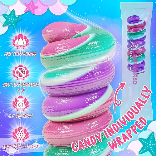 Miniatura 5 de Paletas de sirena, 20 unidades, paletas de remolino, dulces de sirena para recuerdos de fiesta de sirenita y suministros de fiesta de sirena,