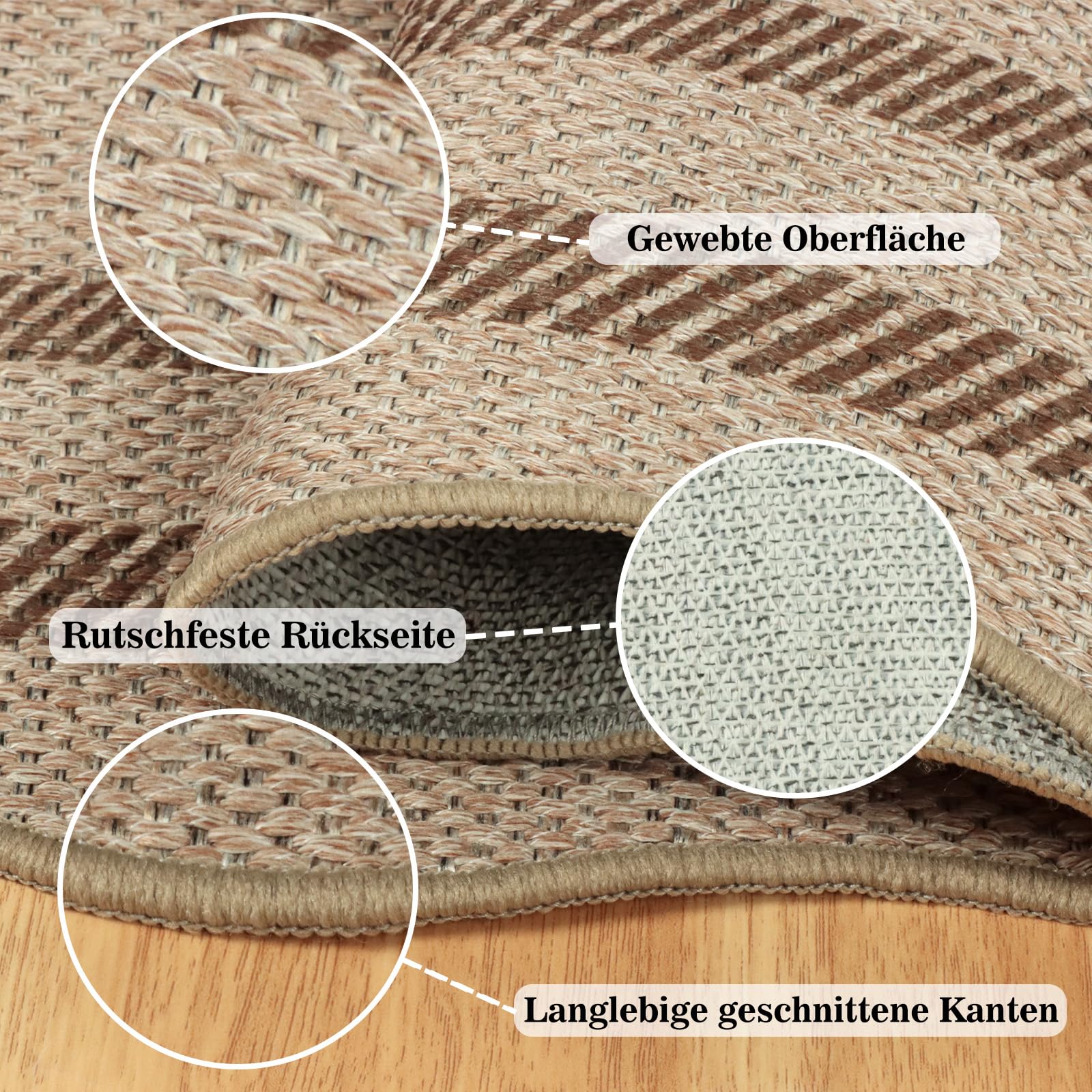 Teppich Läufer Flur 80X200cm, Modern Waschbarer rutschfest Jute Küchenteppich Lang, Gestreift Jute Flur Teppich Teppichläufer für Eingang Küche Korridor Schlafzimmer Wohnzimmer Balkon