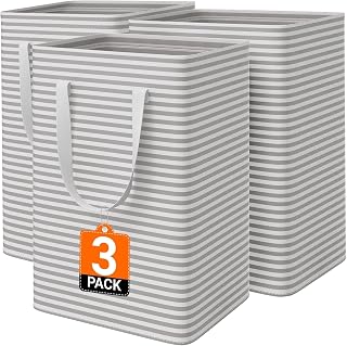 3-Pack Laundry Basket, Collapsible Laundry Hampers, 75L, Gray