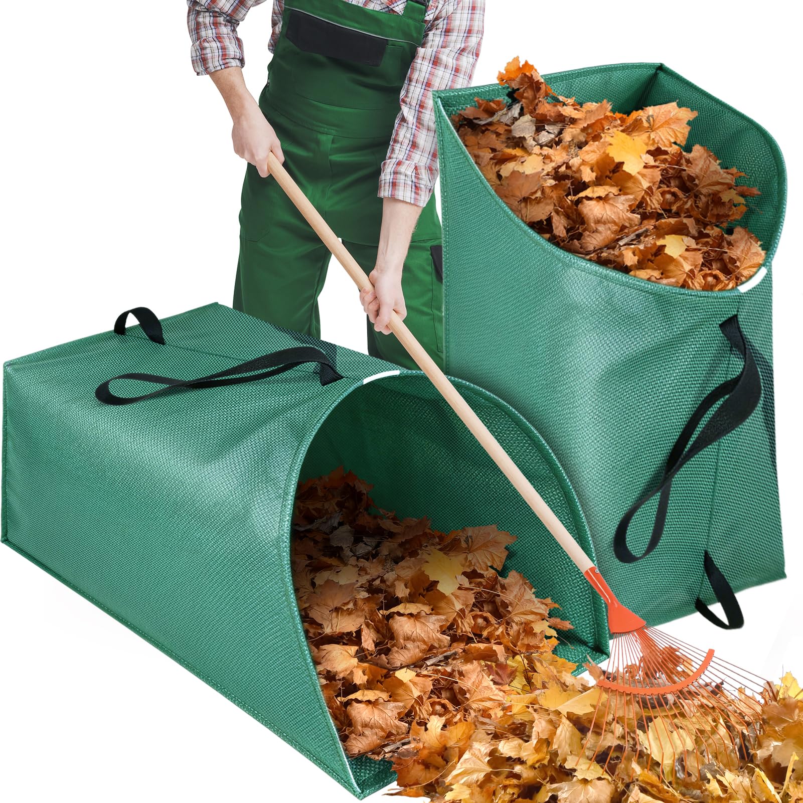 60 Gallon Leaf Collector, Collapsible Lawn &amp; Leaf Bag for Yard Cleanup