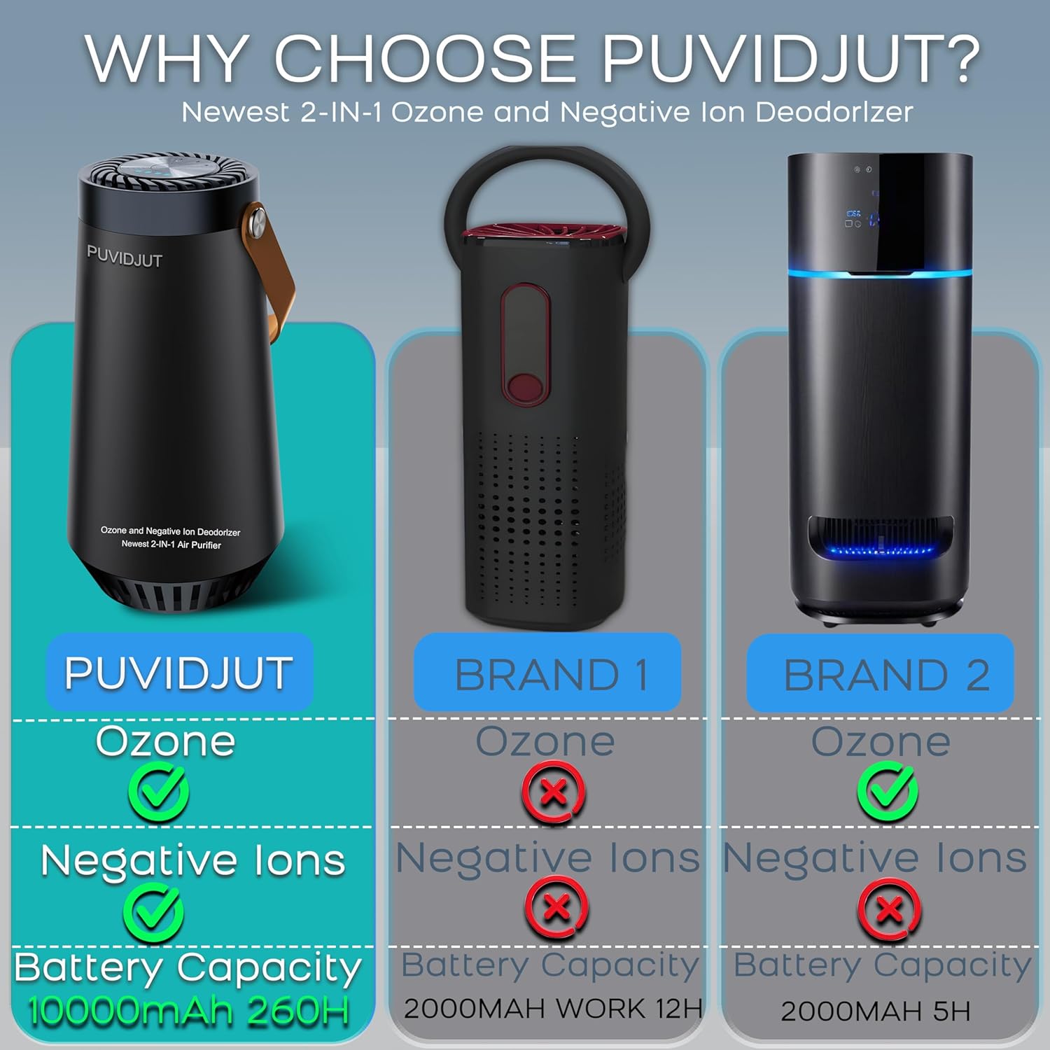 Car Ozone Machine and Ionizer Air Purifier 2-IN-1 to Clean Pet Smell,Smoke Odor, and Dust, Pollen for Small Room,Car and Personal Spaces