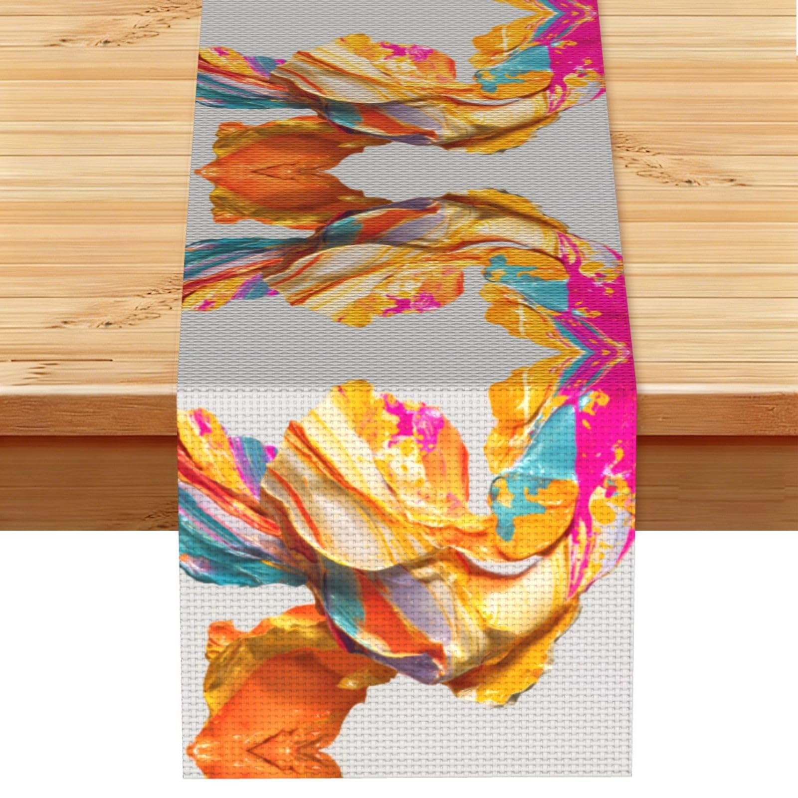 Collision of colors and shapes Linen Feel Table Runner Wedding Party Home Decoration