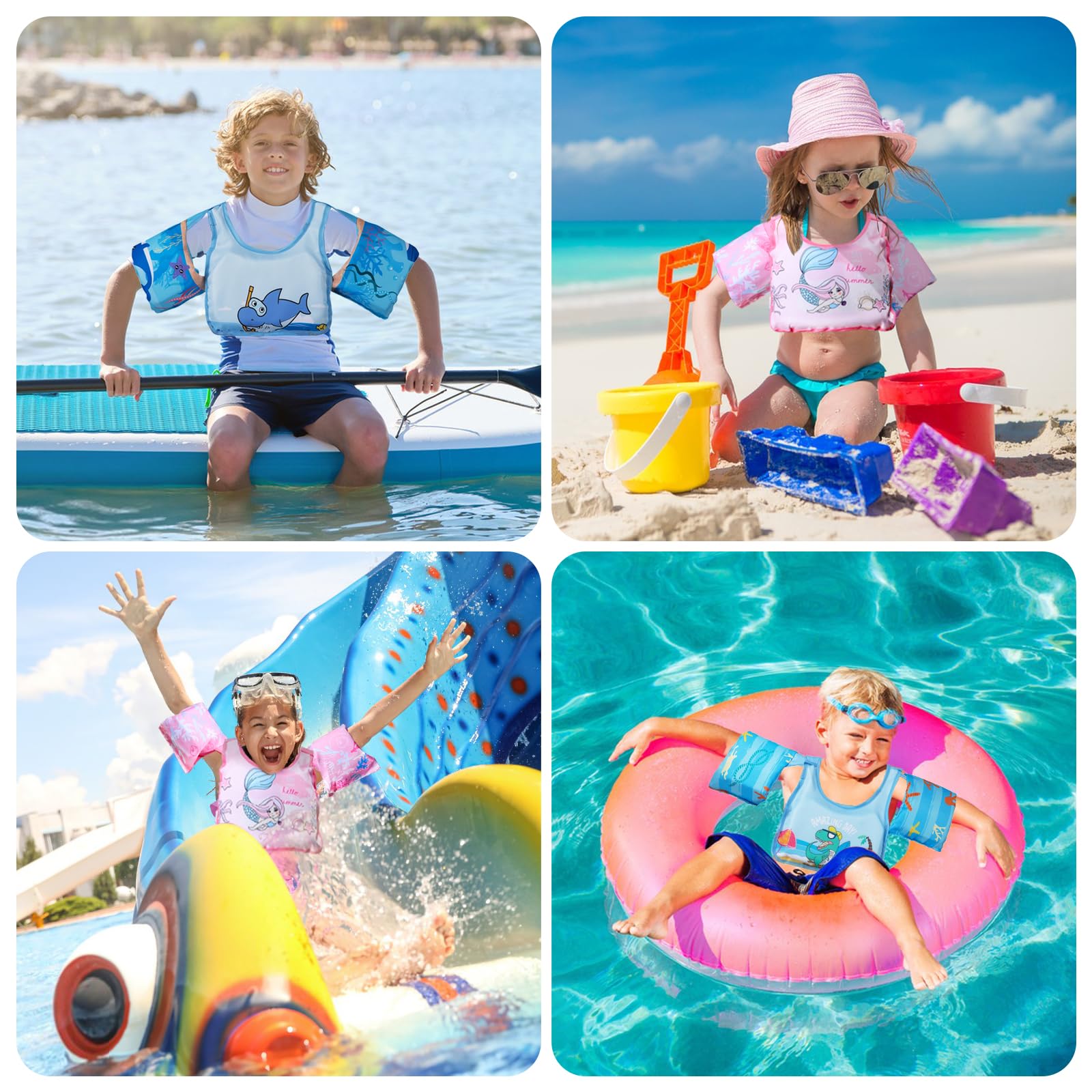 MZJAUVF Schwimmflügel Für Kinder 2-6 Jahre – Aufblasbare Schwimmringe Mit 3 Airbags, Armumfang 21-23 Cm, 6-20 Kg – Sicherer Schwimmlernhelfer Für Jungen & Mädchen!