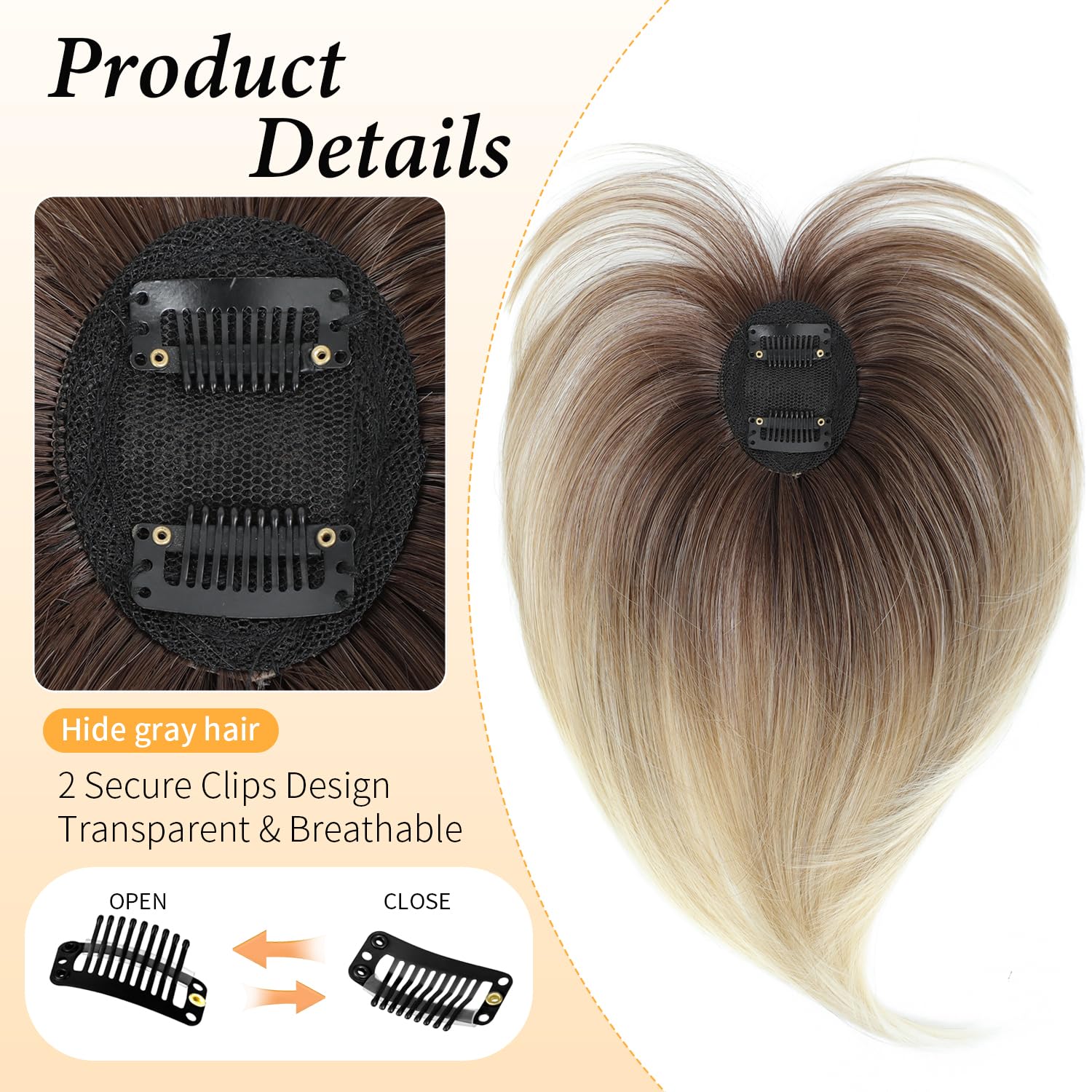 Amazon.com : WKCT Hair Topper with Bangs Clip, 360° 3D Cover 