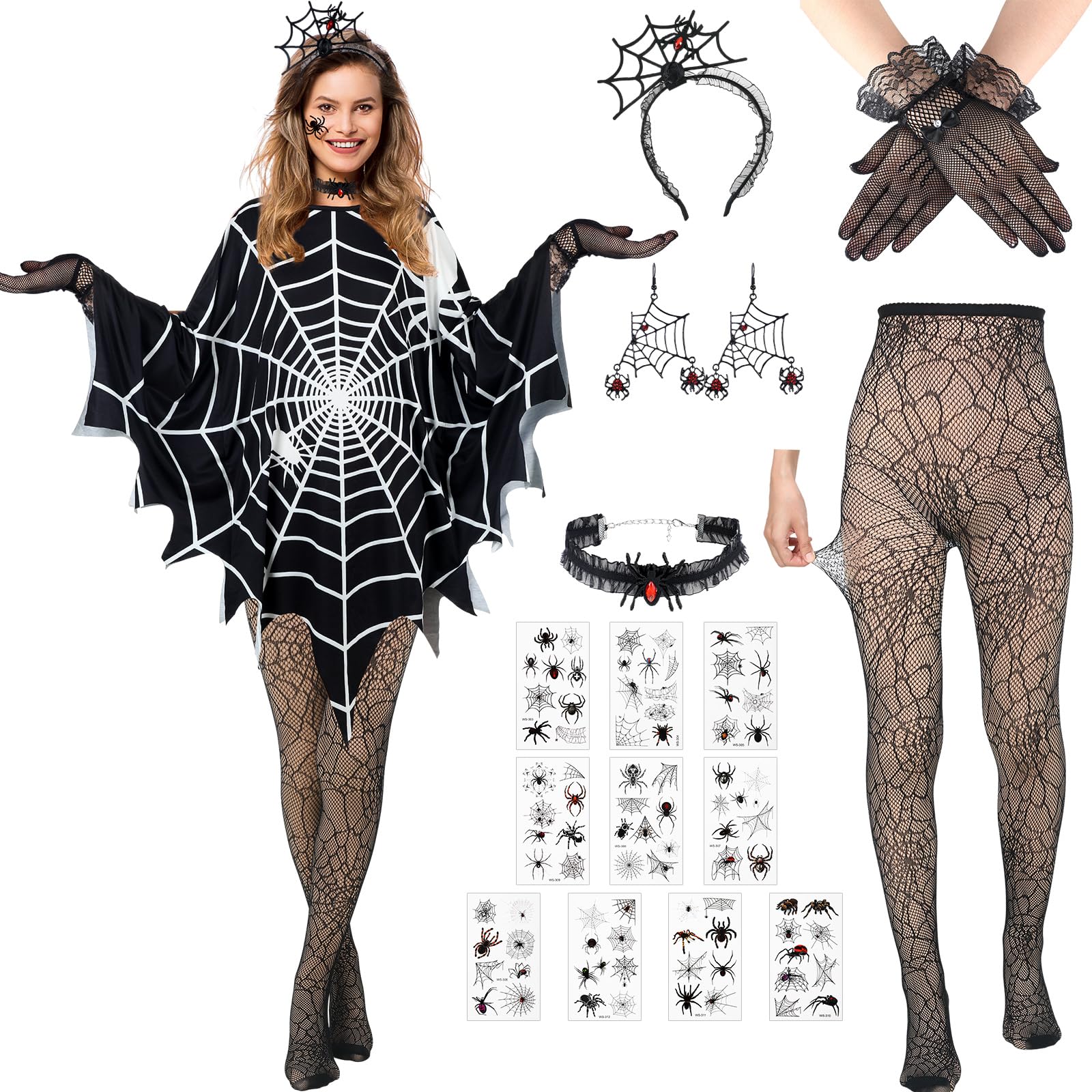 ワンランクアップのハロウィン‼️ ゴシッククロス＆スパイダーウェブ 【送料無料】 Amazon.co.jp: Suhine ハロウィンゴシックスパイダーウーマン