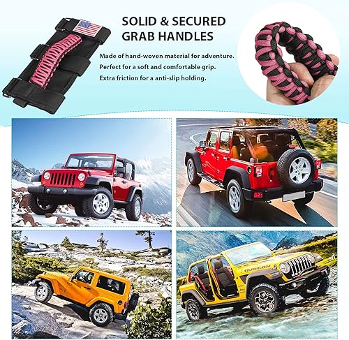 Miniatura 6 de Paquete de 4 asas de agarre para Jeep Wrangler YJ TJ JK JL, Gladiator JT 1955-2022 (rosa)