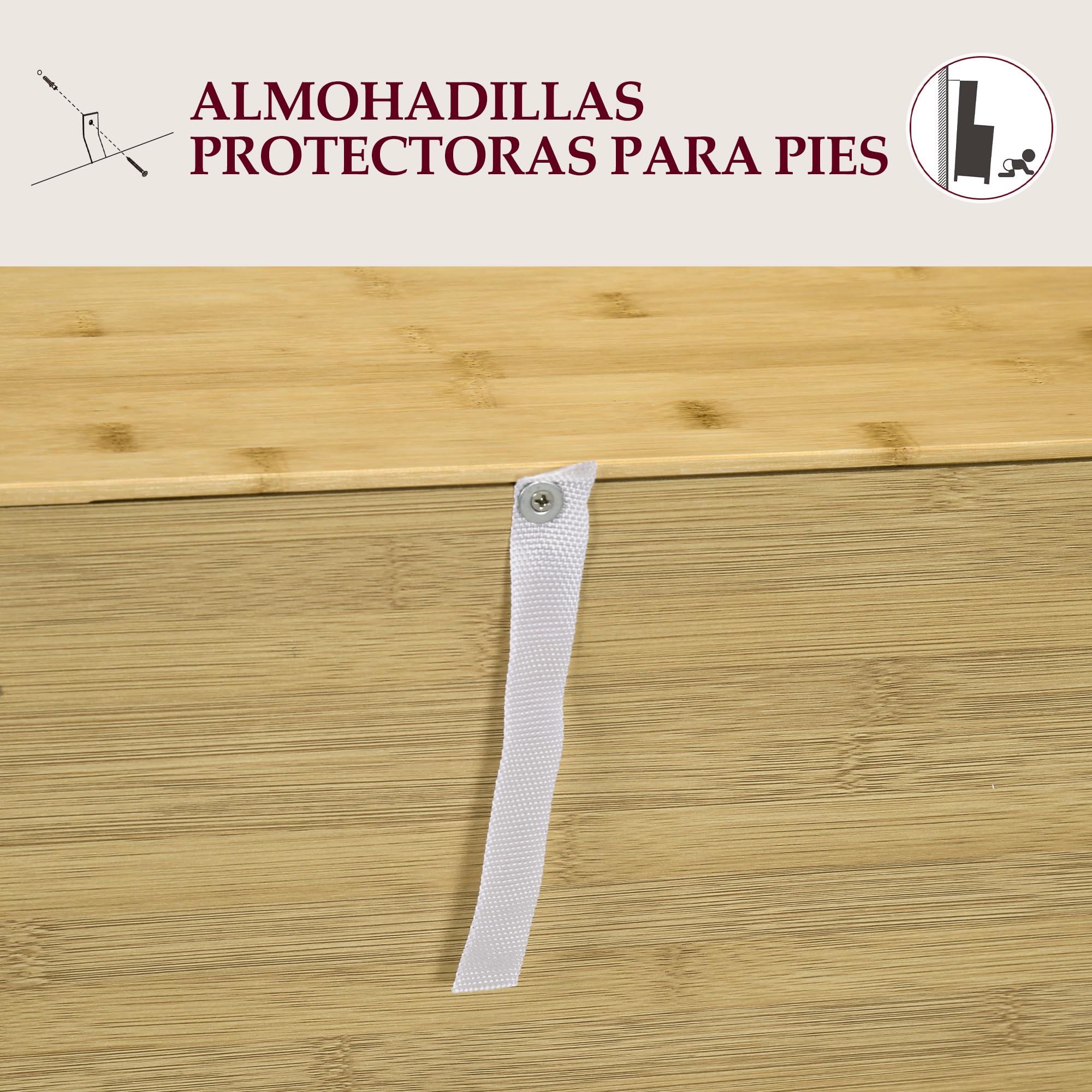 HOMCOM Aparador de Bambú de 2 Puertas con 2 Estantes 60x27x67,5 cm Natural | Aparador de Salón Bohemio, Entrada, Cocina, Dormitorio