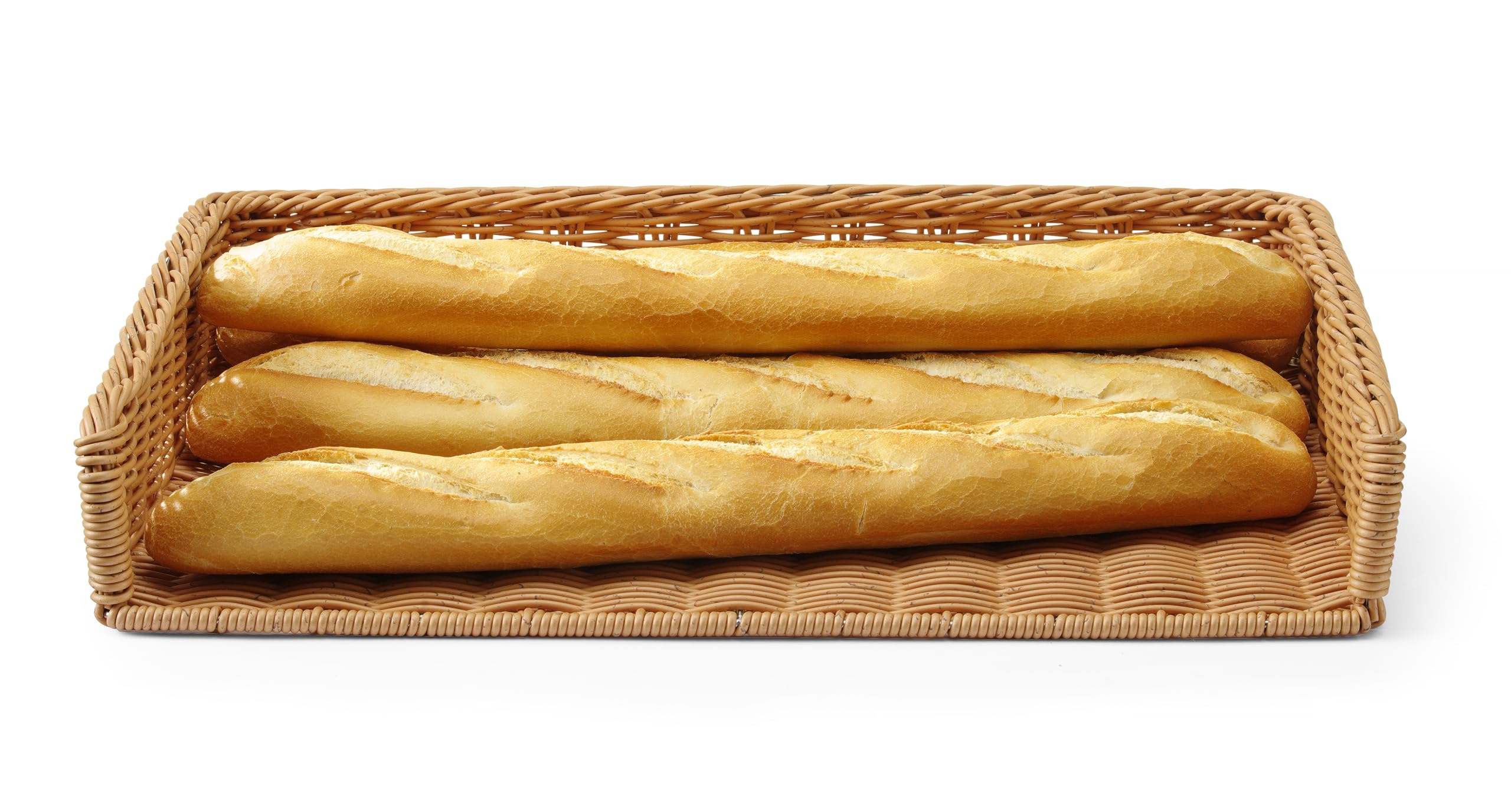 HENDI Cestino per pane, rinforzato con una montatura in acciaio inossidabile, cestello-espositore-display porta pane per la presentazione e la conservazione del pane, 595x395x(H)105mm, polyrattan
