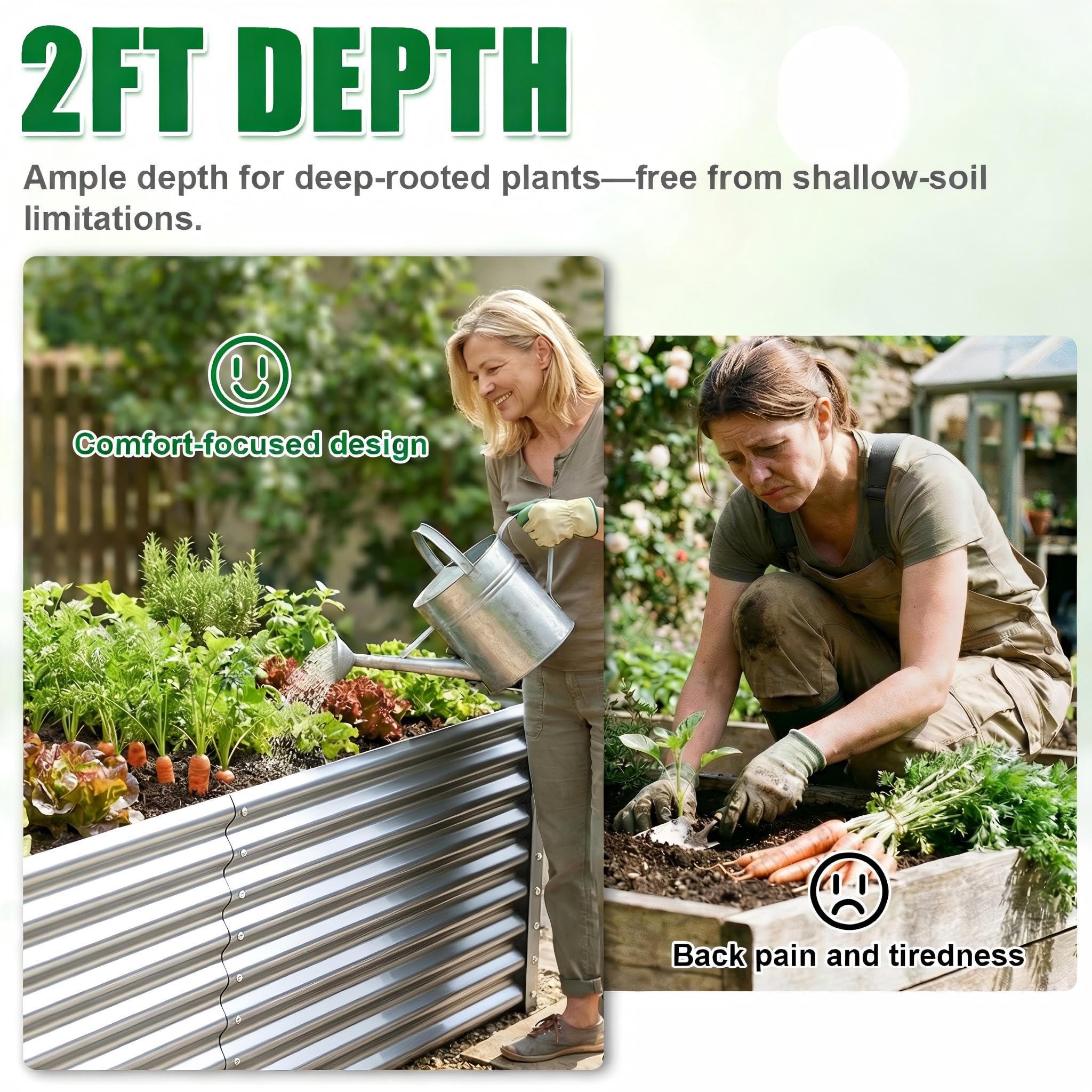 Galvanized vs Wood Raised Bed: Which Wins? (2026) 3 Tegarbed Tall Galvanized Raised Garden Bed Kit Outdoor Patio,6x3x2ft Large Recta - product photo