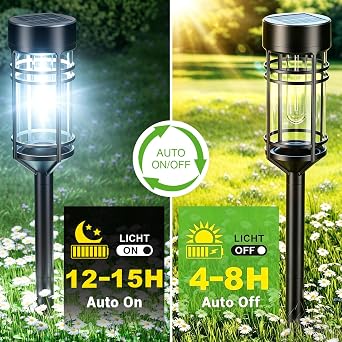 Amzarp 12 Pack Solar Garden Lights, Outdoor Bright LED Solar Pathway Lights