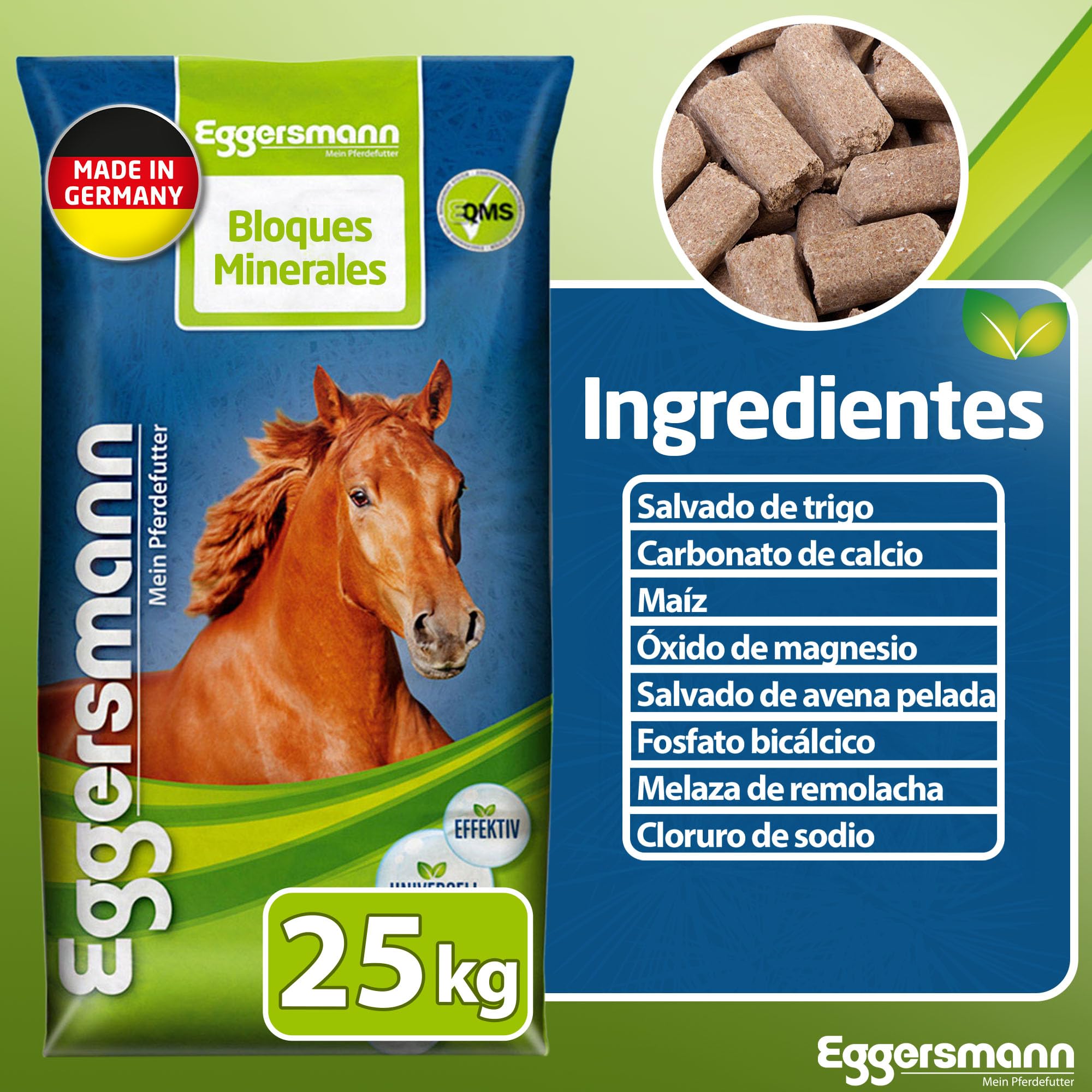 Eggersmann Mein Pferdefutter Mineral Bricks 25 kg - Alimento Mineral para Caballos - para apoyar el metabolismo y el Sistema inmunológico - Comida para Caballos con minerales y vitaminas
